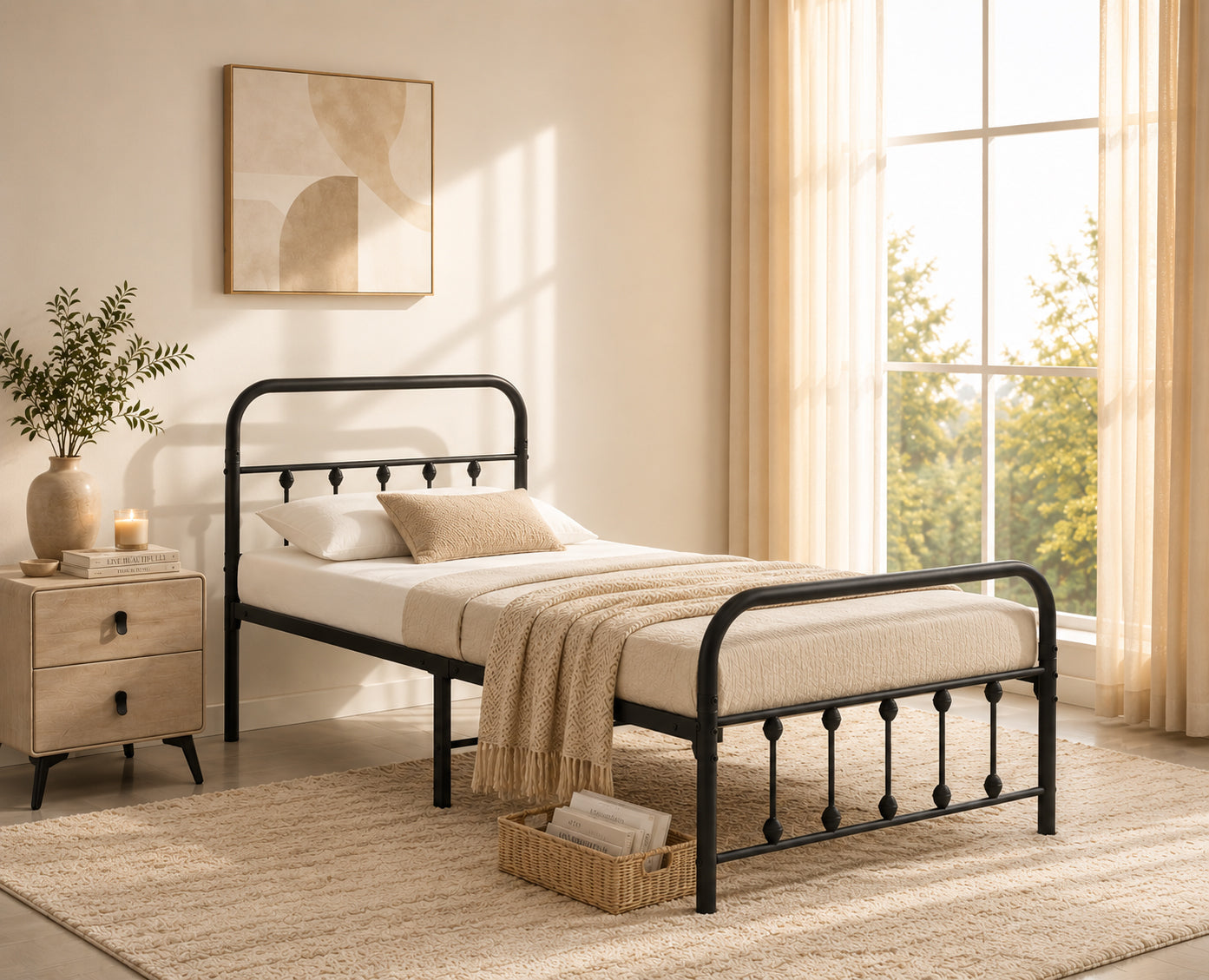 Platform Bed Includes Mattress Support – IF-5252