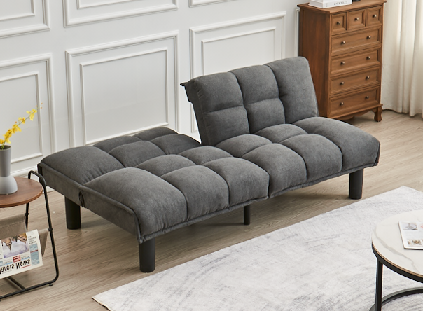 Grey Tufted Convertible Sofa Bed – IF-8060
