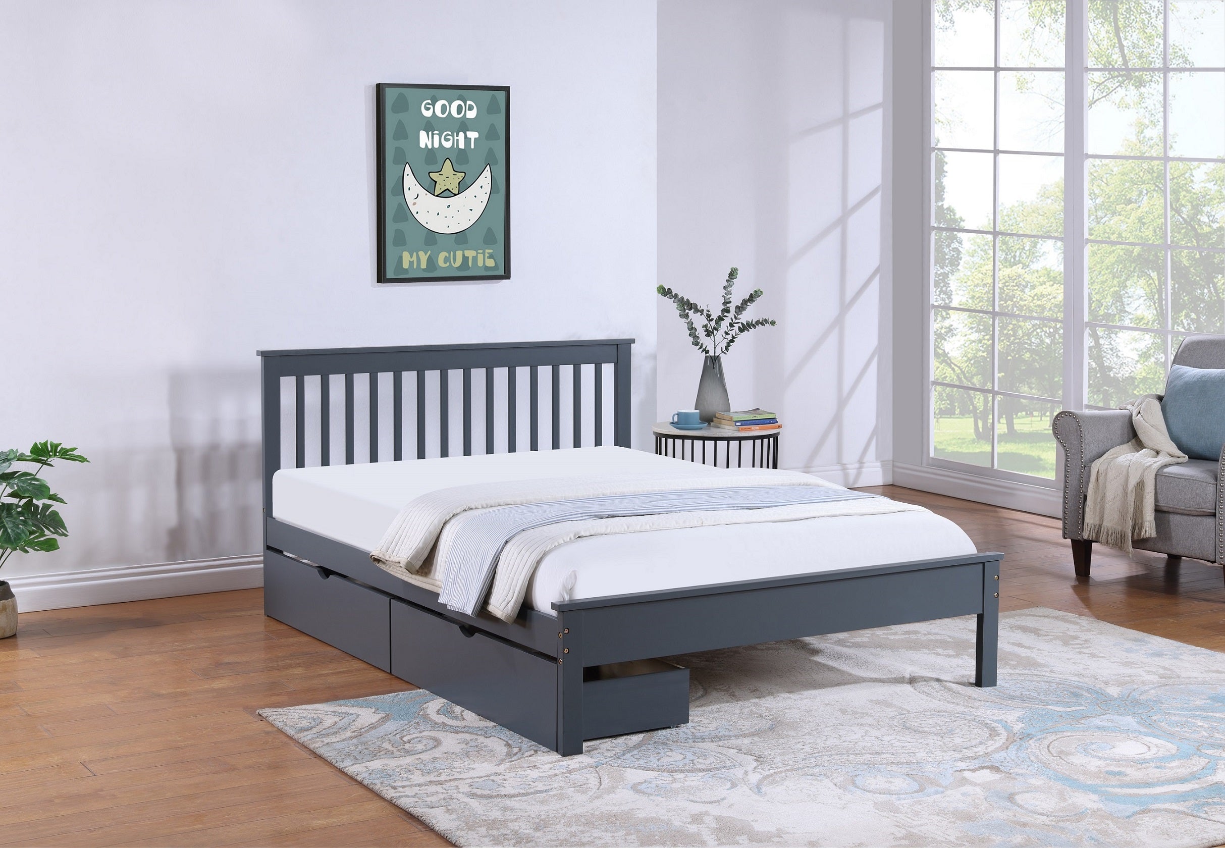 IF-415-G - Single or Double Bed - Platform Bed Includes Mattress Support