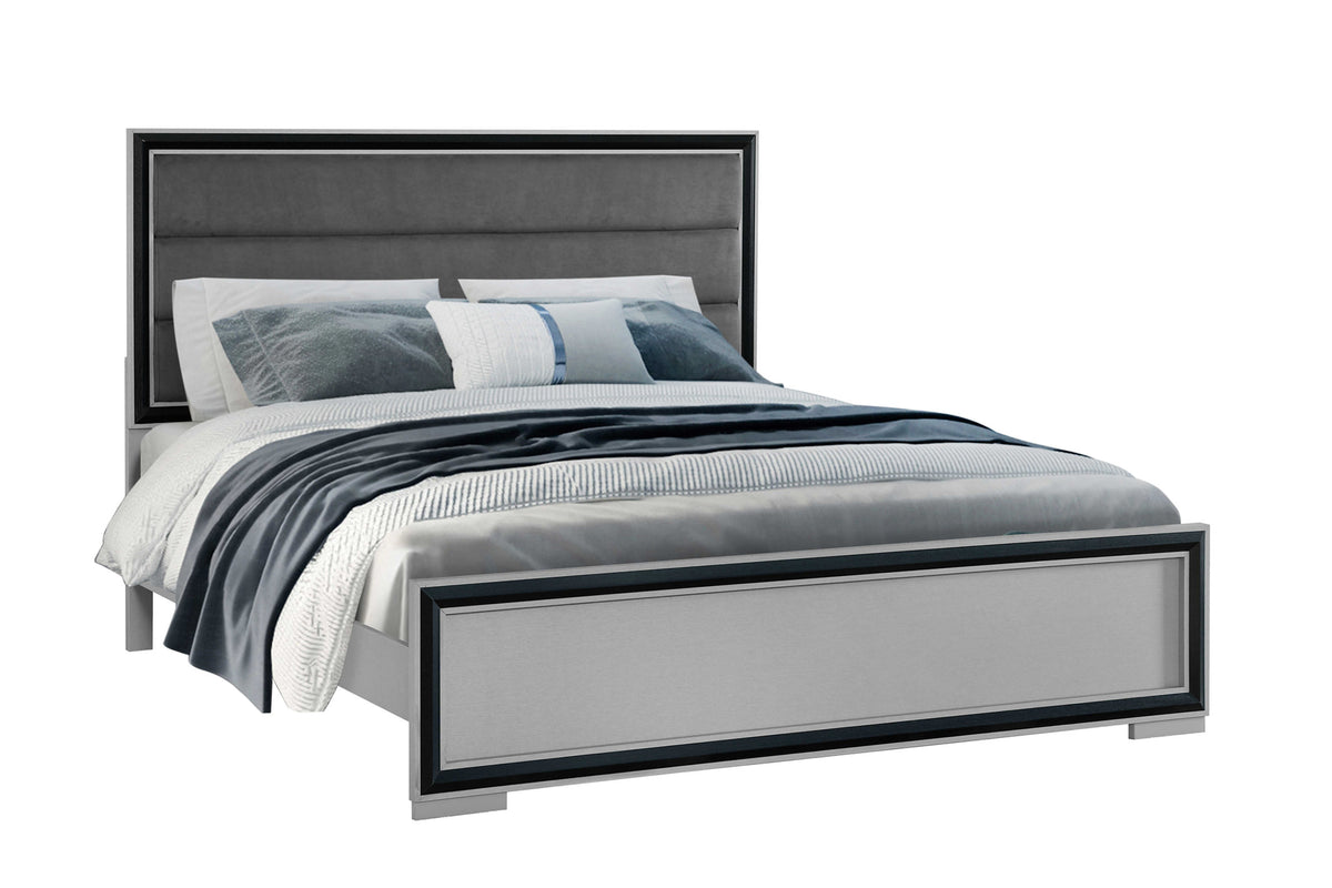 Amelia Black Upholstered Bedroom Set with LED Headboard – Amelia-Black