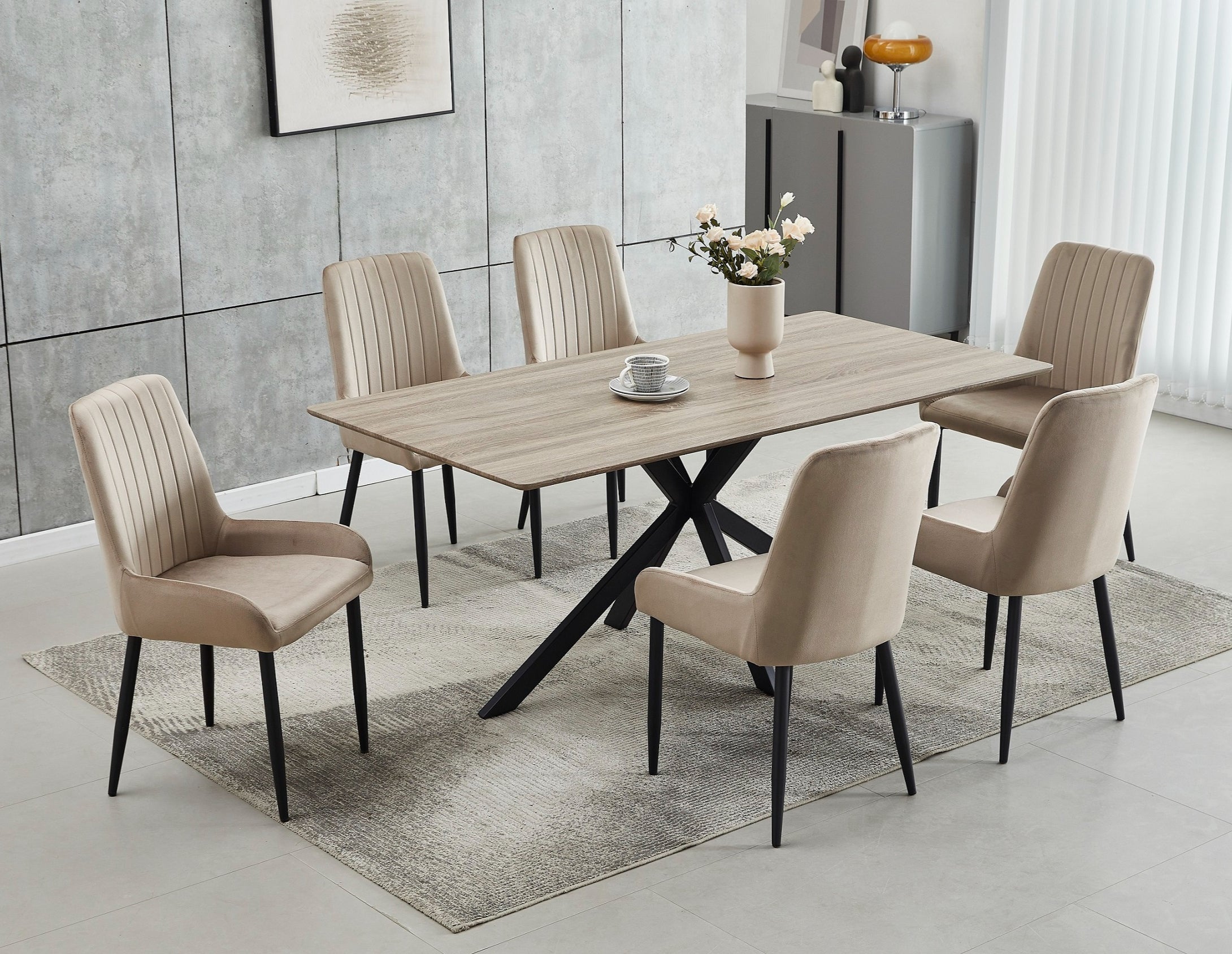 Table: Wood Top With Black Steel Legs Dinette Set – T-1510 C-1511