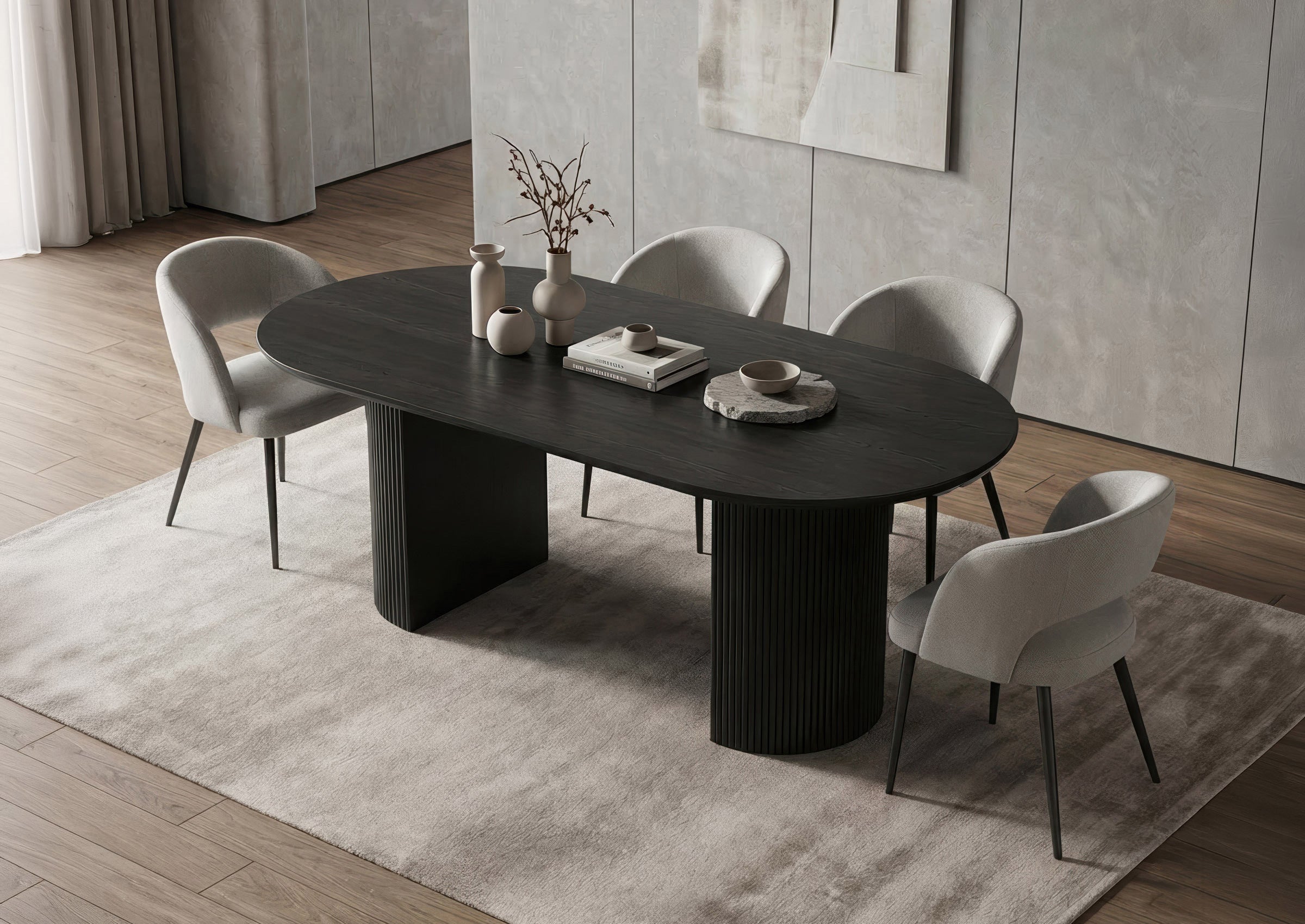 Fluted pedestal base in durable engineered wood Dinette Set – T-1643 C-1645