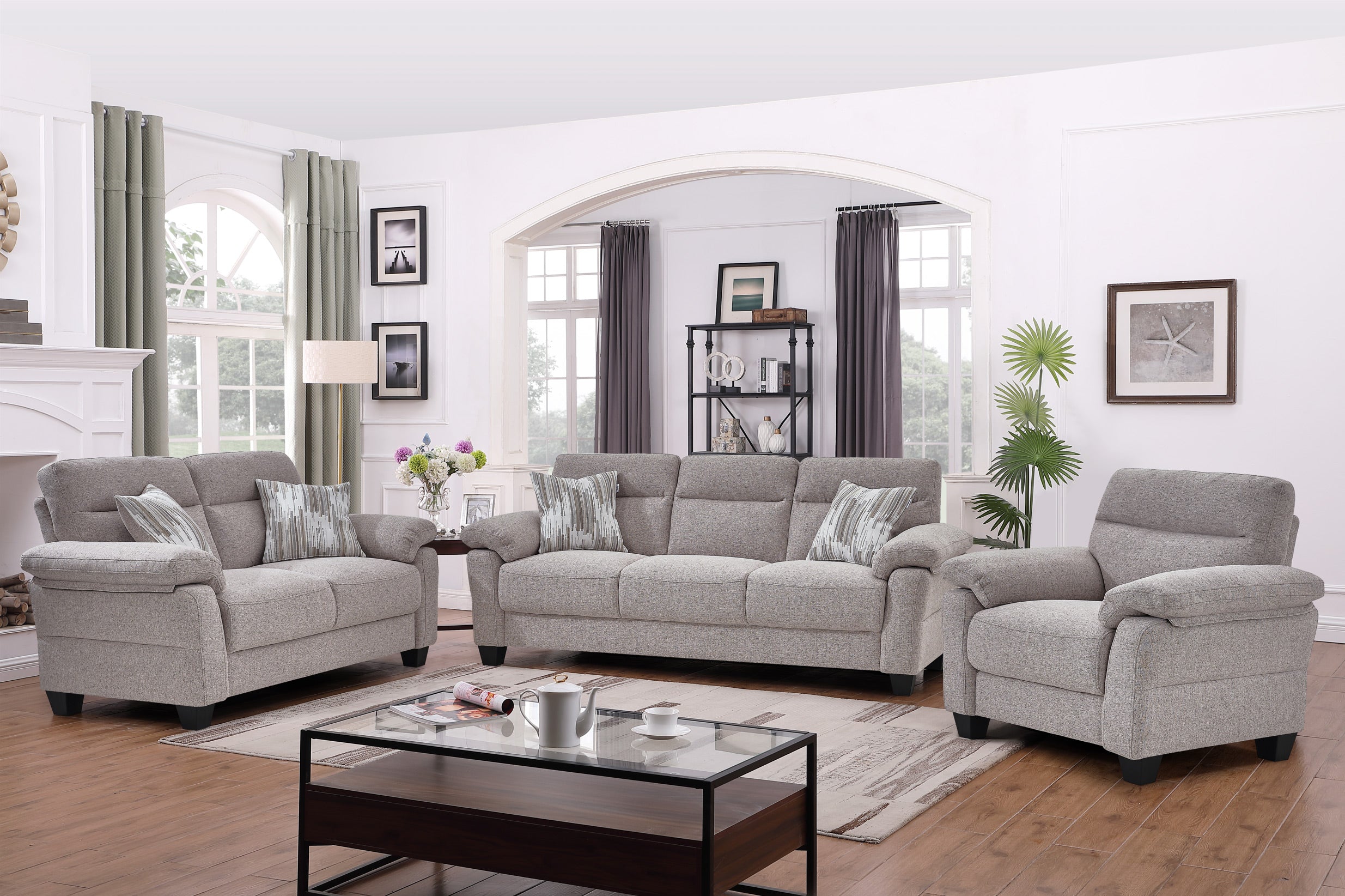 Soft-Touch Warm Greige (Grey/Beige) performance fabric Sofa – IF-8026