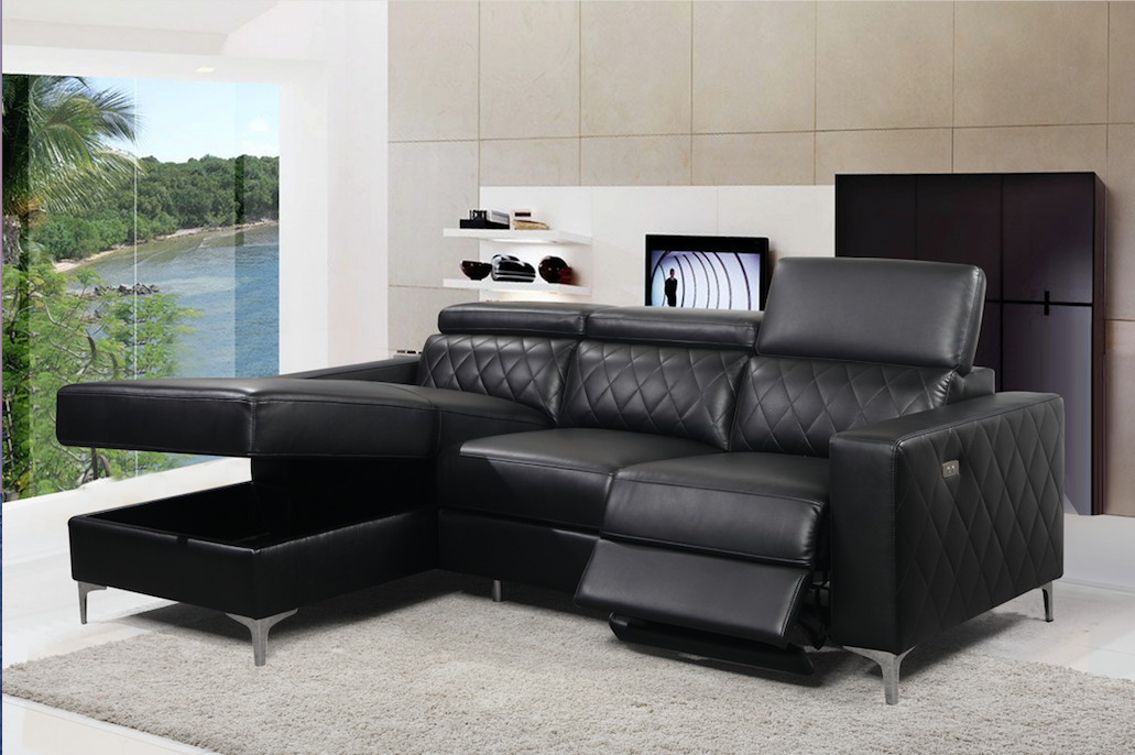 Black Faux Leather Power Reclining Sectional – IF-9020 LHF (PU-Power)
