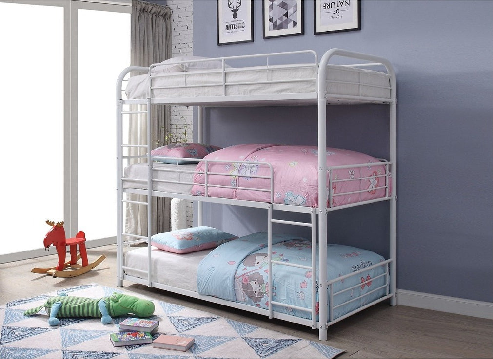 Weight: Top/Middle/Bottom: 250 Lbs/Level Bunk Bed – B-505 (Single/Single/Single)