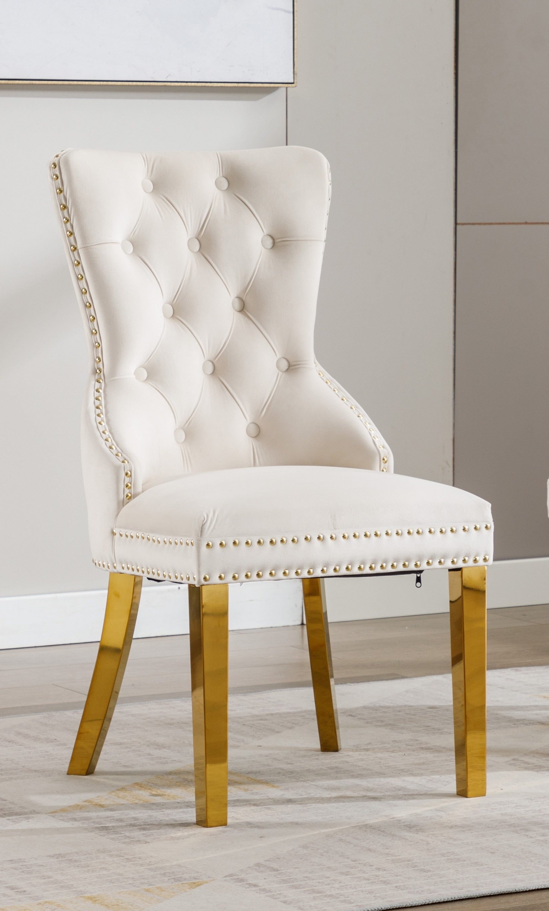 Image of c-1453-1: 02 creme velvet dining chair.