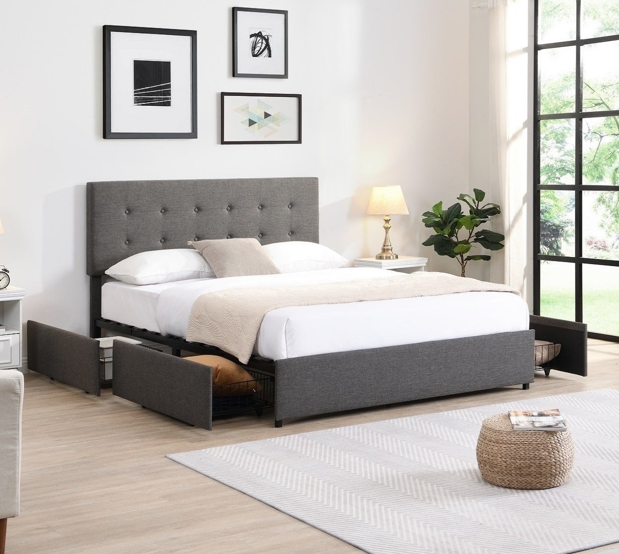Image of if-5693 - double or queen or king bed - platform bed includes mattress support.