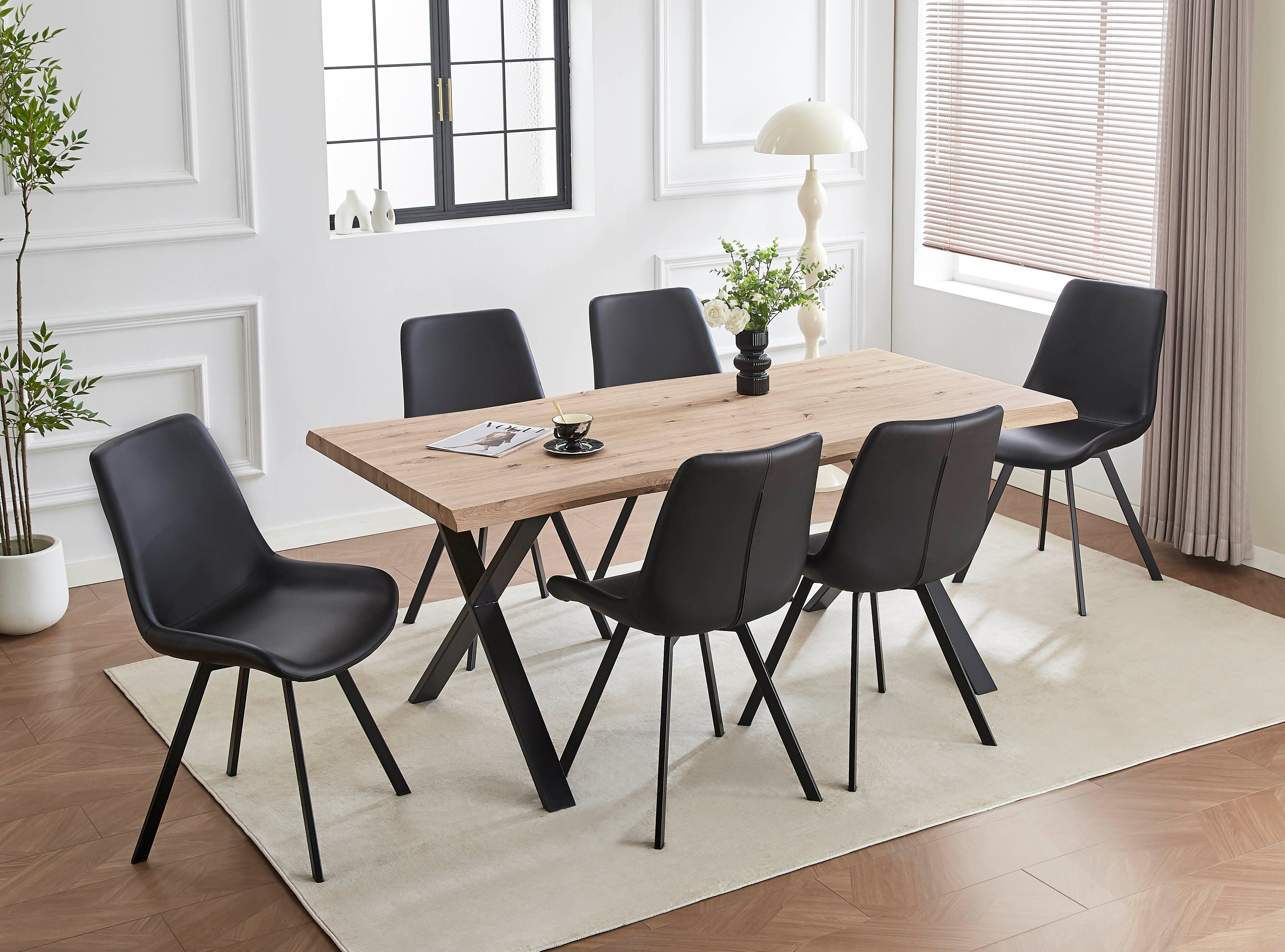Live edge rectangular dining table with natural wood finish Dinette Set – T-1808 C-1821