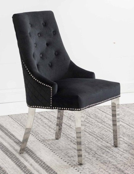 Black Velvet/ Polished Chrome Accent Chair – C-1251