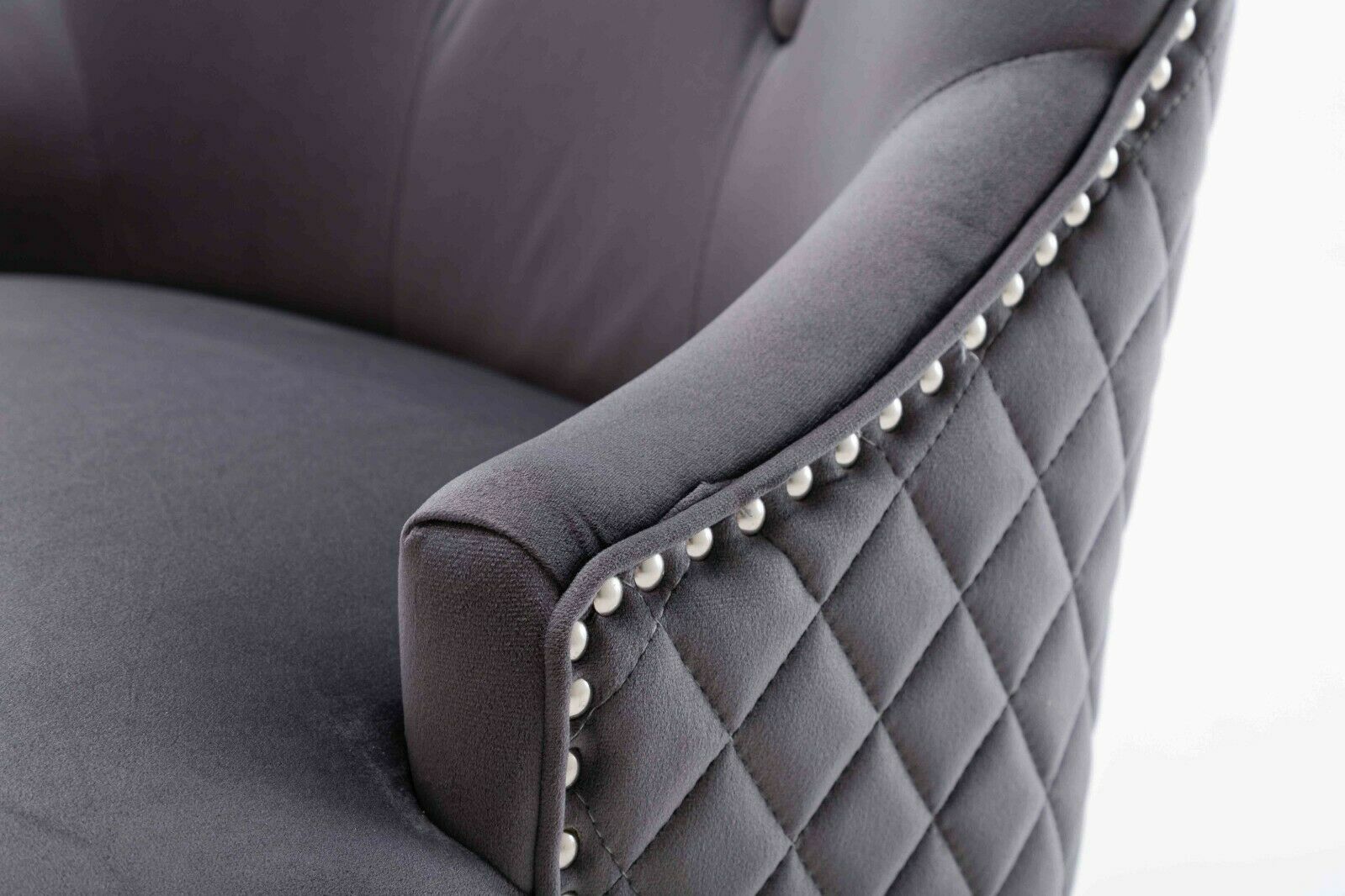Grey Velvet/ Polished Chrome Accent Chair – C-1250