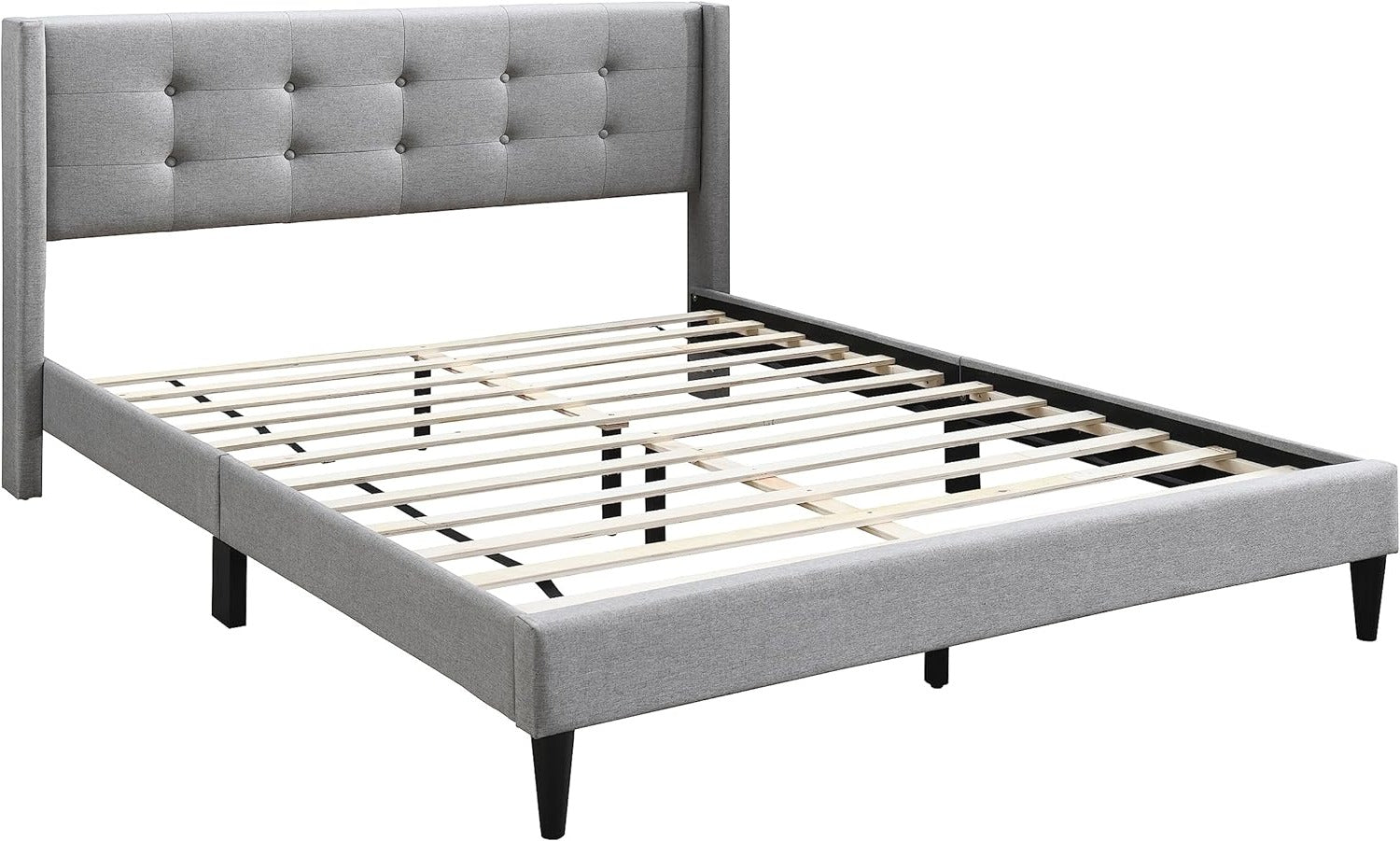 Grey Tufted Upholstered Bed – IF-5270