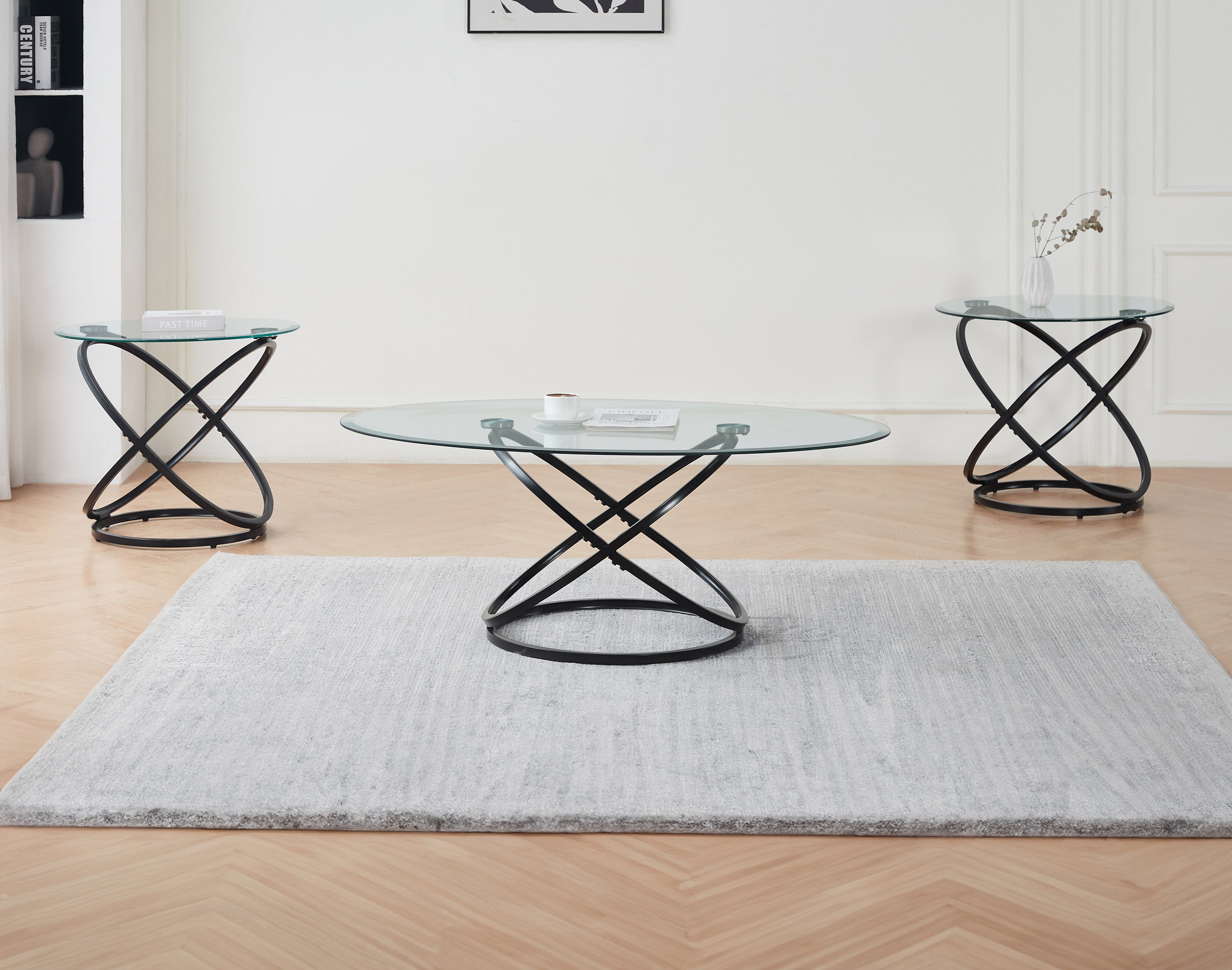 Clear Tempered Glass Top with Black Steel Base Coffee / Side Table – IF-2641