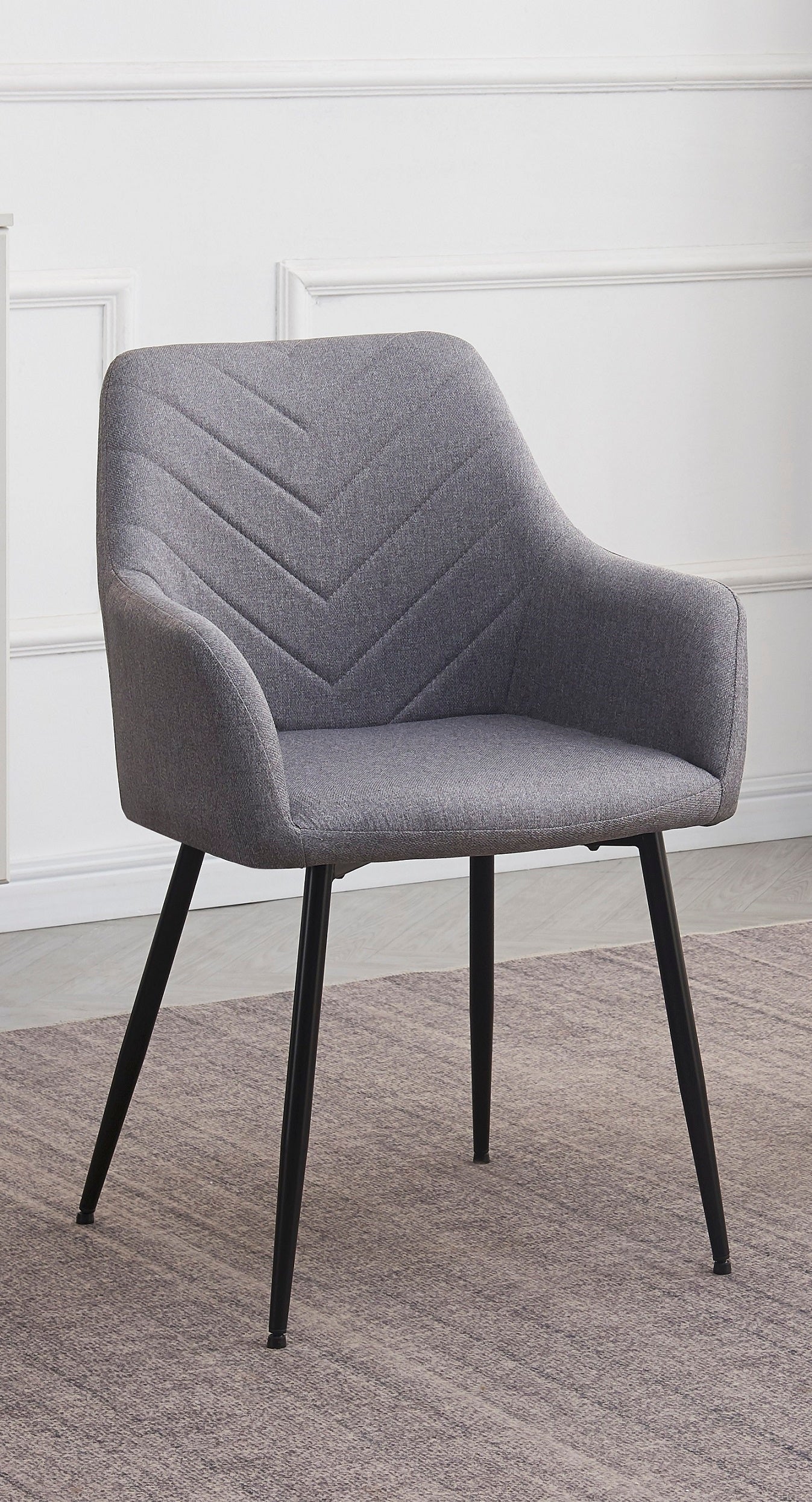 Image of c-1815-1: 02 grey fabric dining chair.