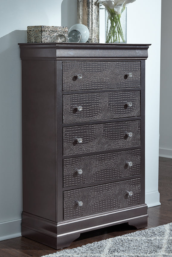 Features 5 Pull-Out Drawers Chest – Pompei (Grey) Chest
