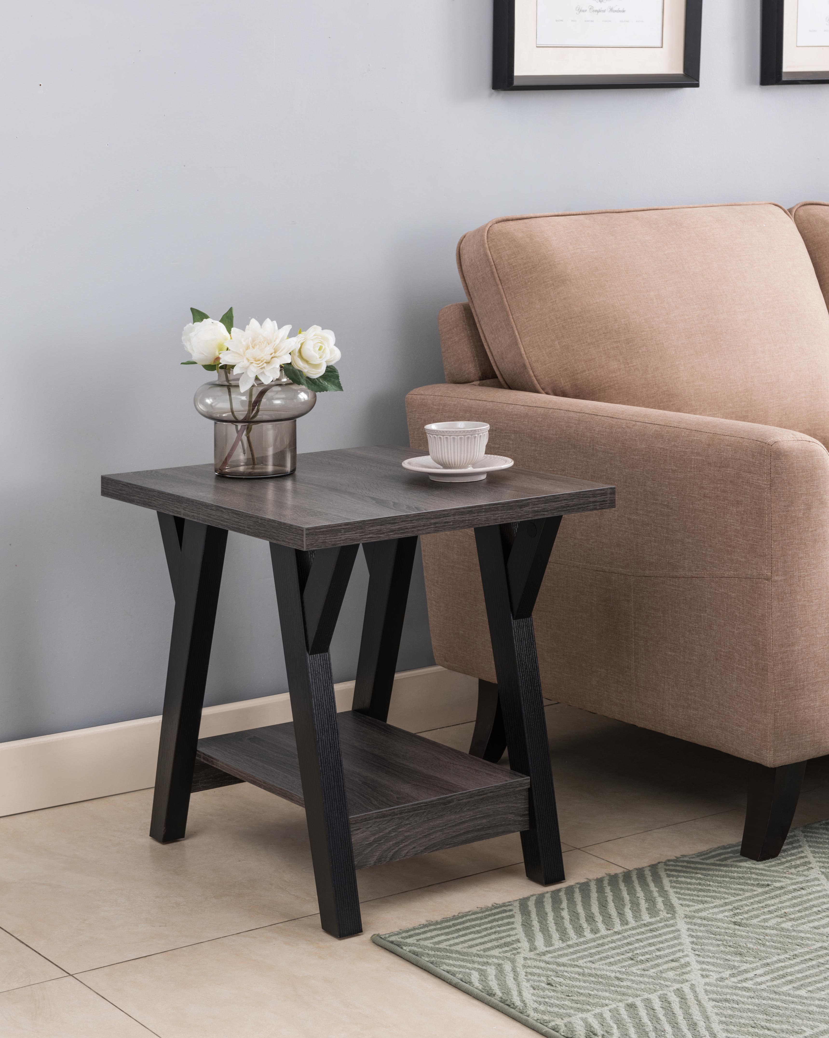 Wooden Top and Shelf with Black Legs Coffee / Side Table – IF-3505
