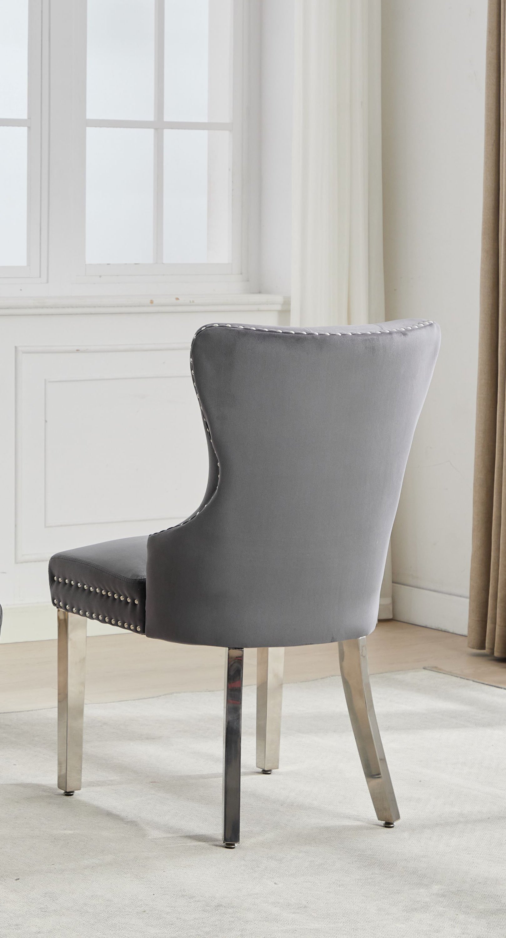 Soft-Touch Grey Velvet Accent Chair – C-1245