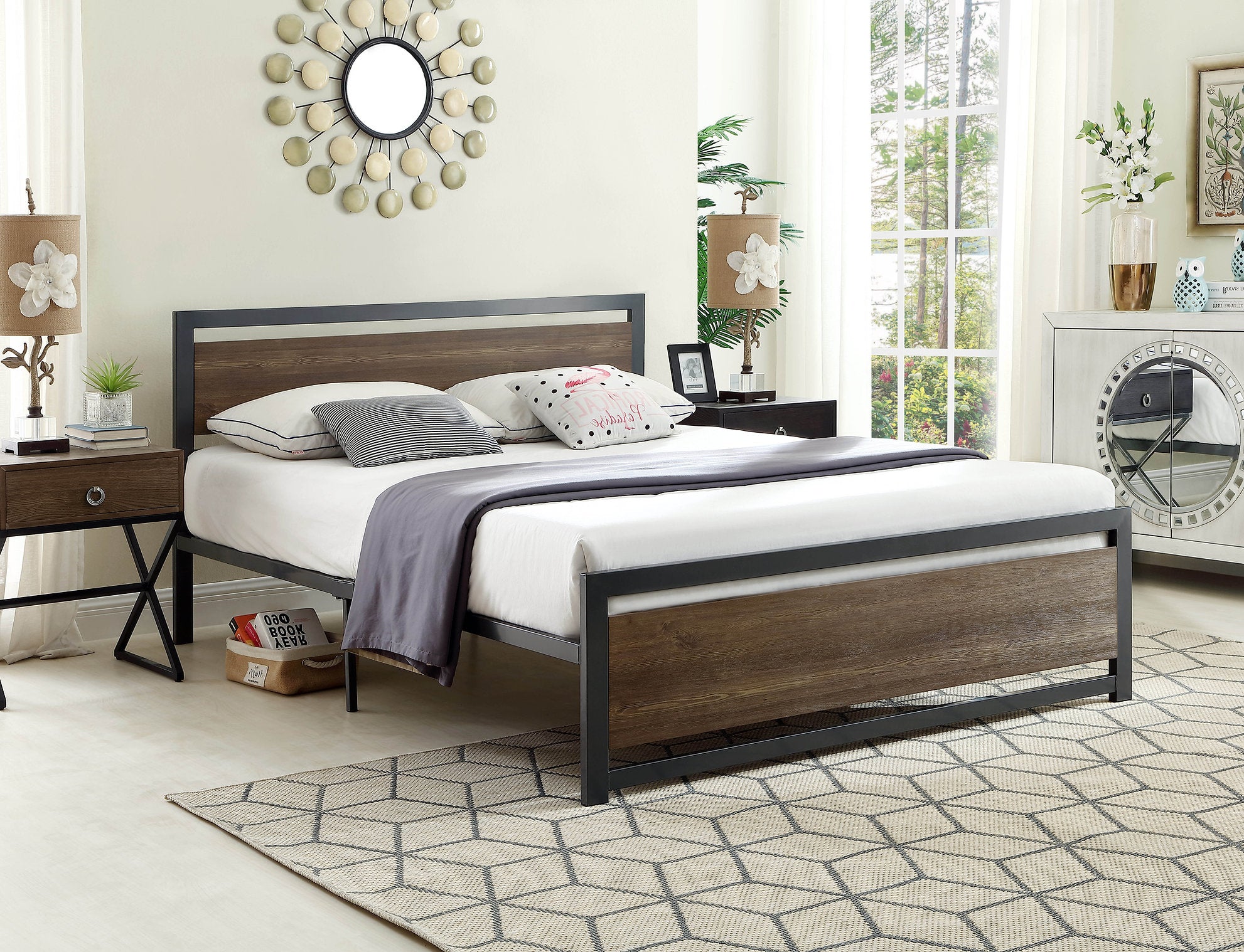 Image of if-5261 - single or double or queen bed - platform bed includes mattress support.