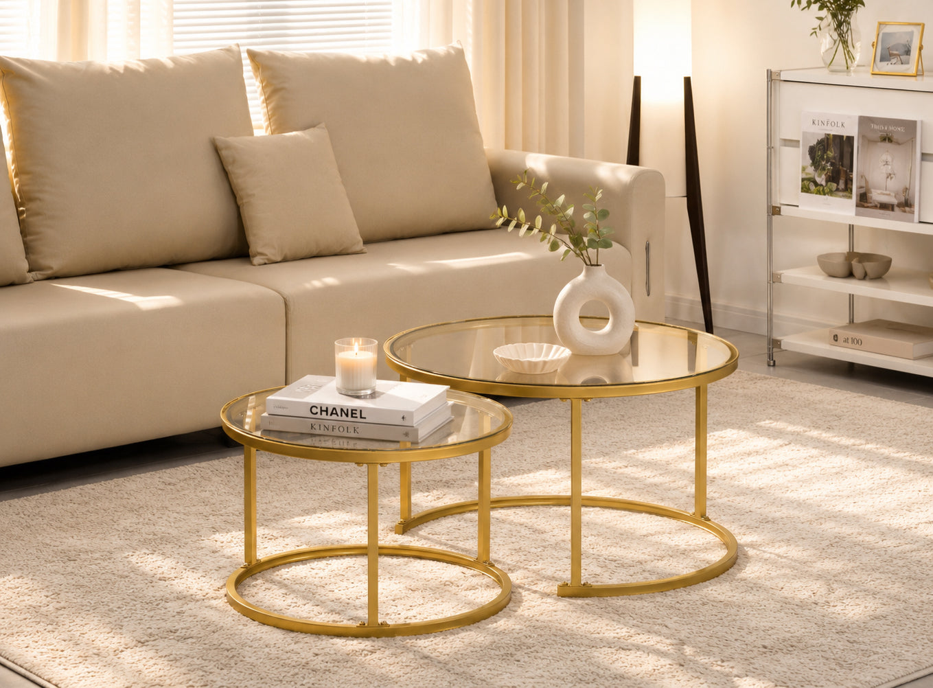 Gold Steel Frames with Tempered Glass Tops Coffee / Side Table – IF-2612