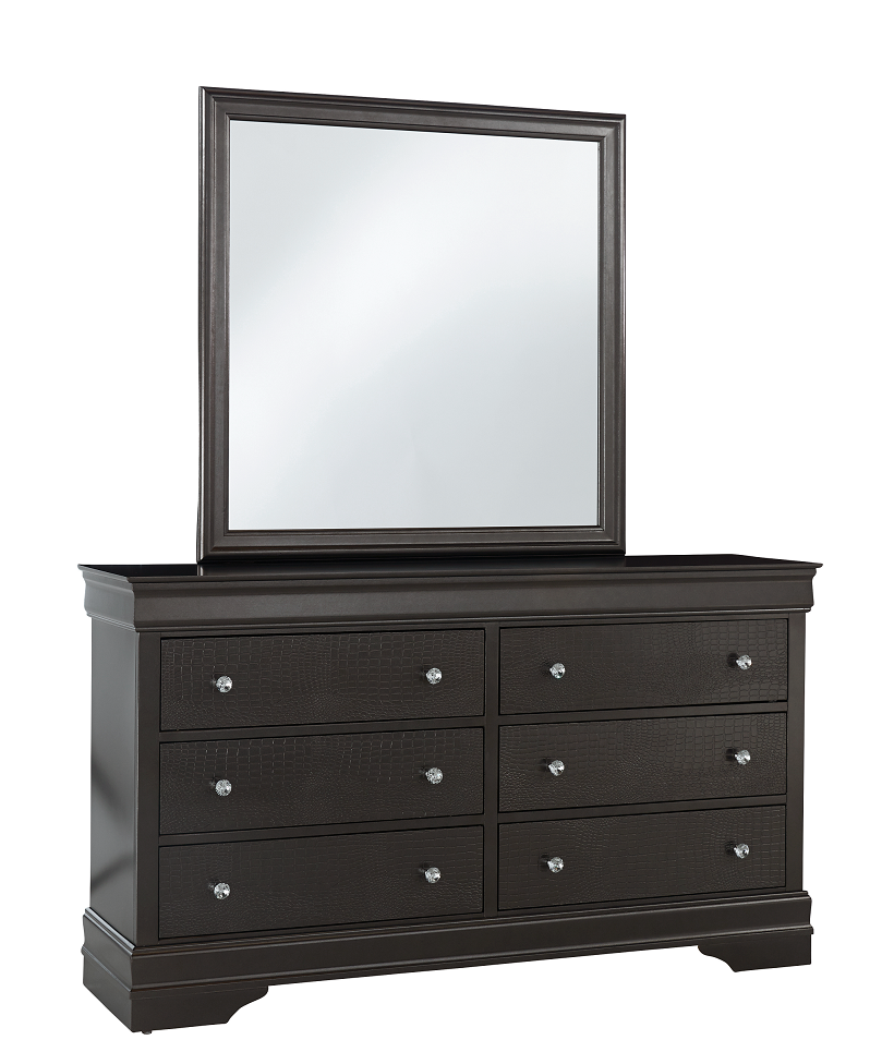 Features 6 Pull-Out Drawers Dresser & Mirror Set – Pompei (Grey) D/M