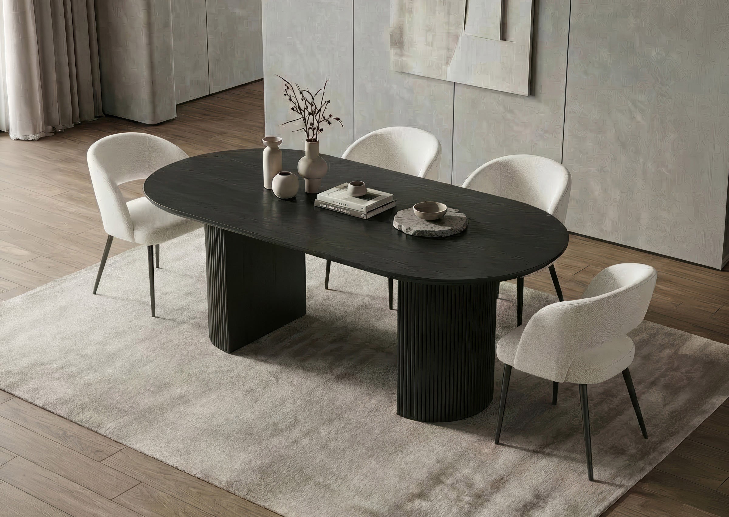 Fluted pedestal base in durable engineered wood Dinette Set – T-1643 C-1644
