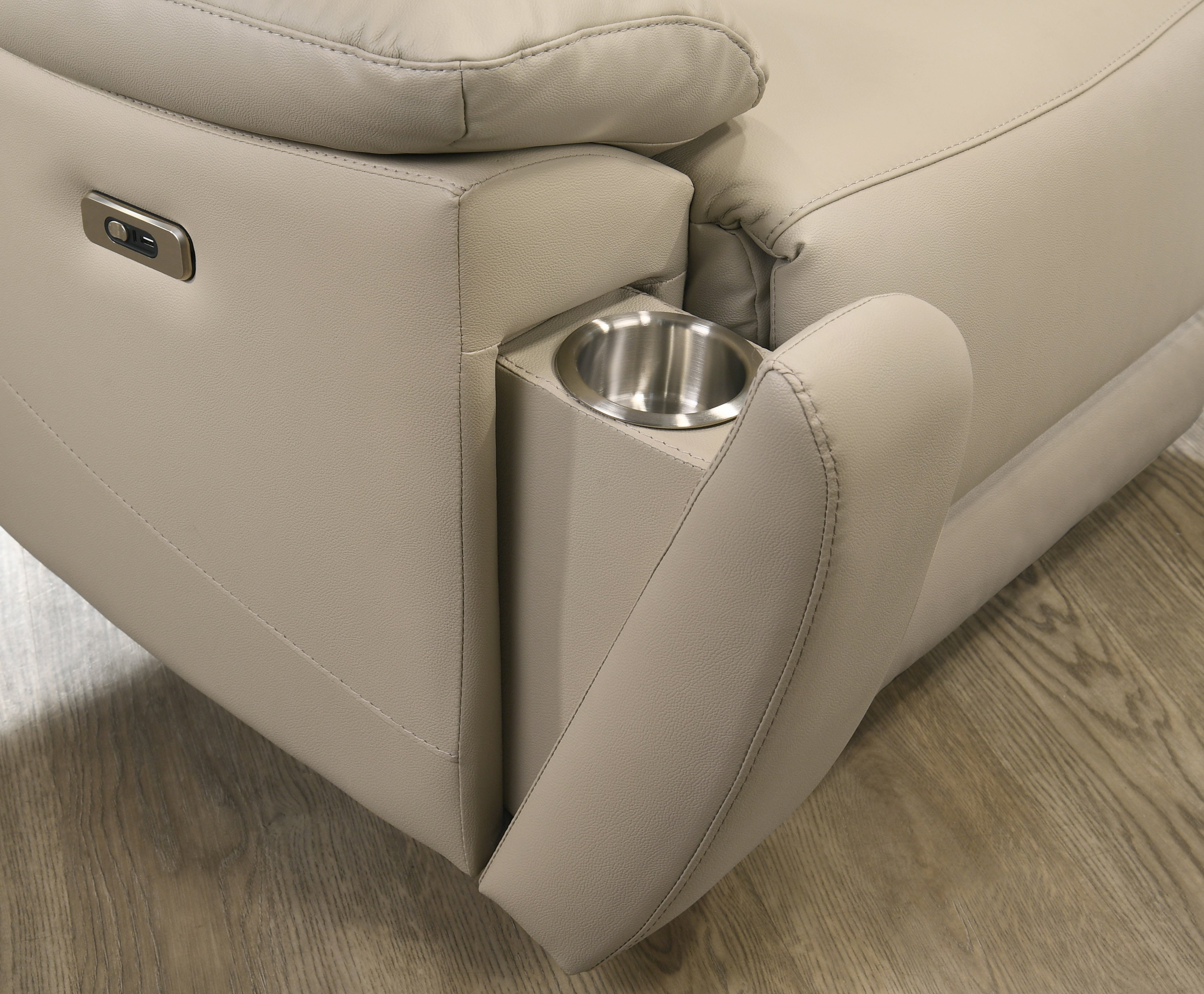 Beige Leather Power Reclining Sofa & Loveseat Set – IF-8162 (Leather Match-Power)