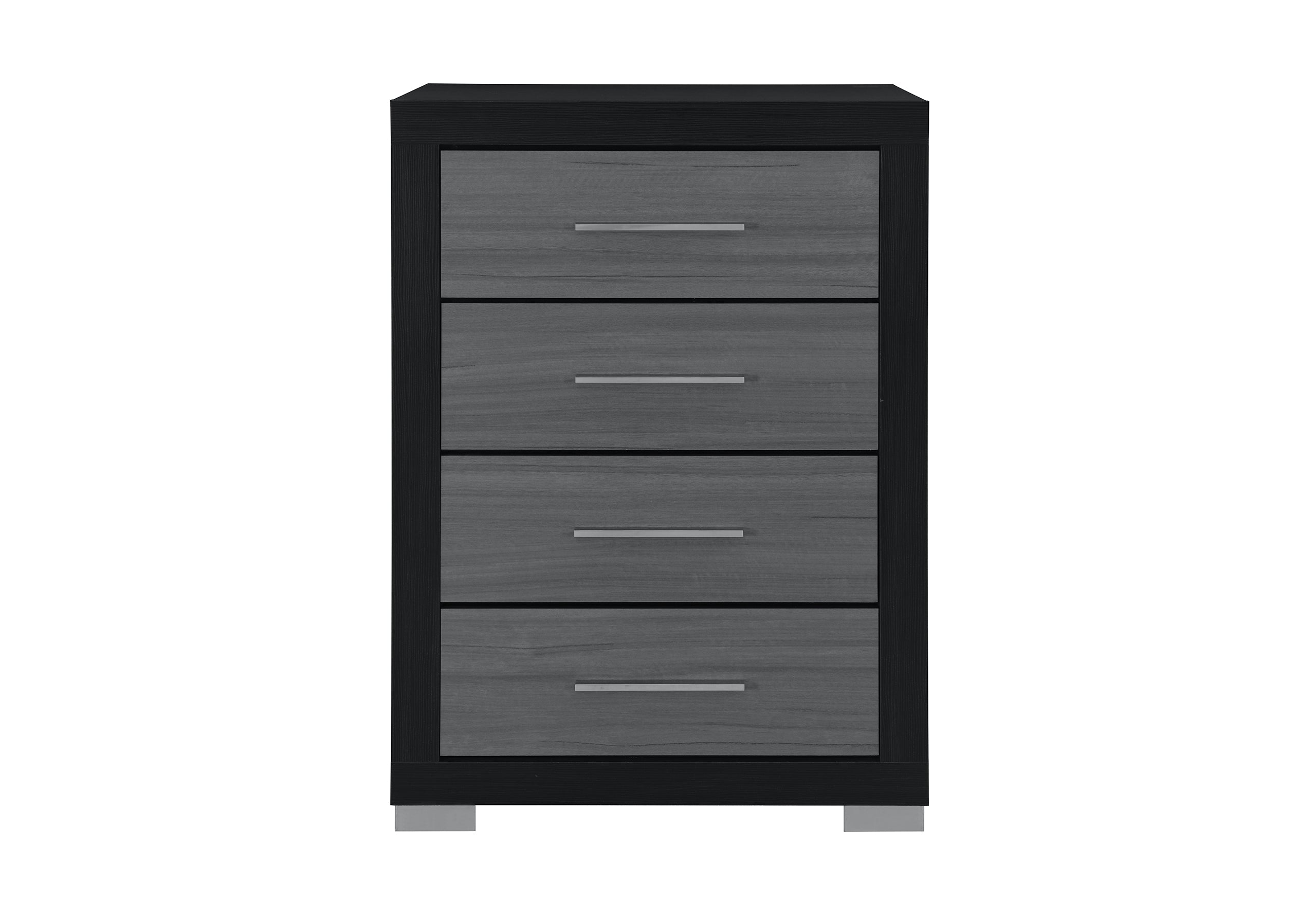4 Spacious Pull-Out Drawers for Convenient Storage Chest – Emma (Black-Grey) Chest