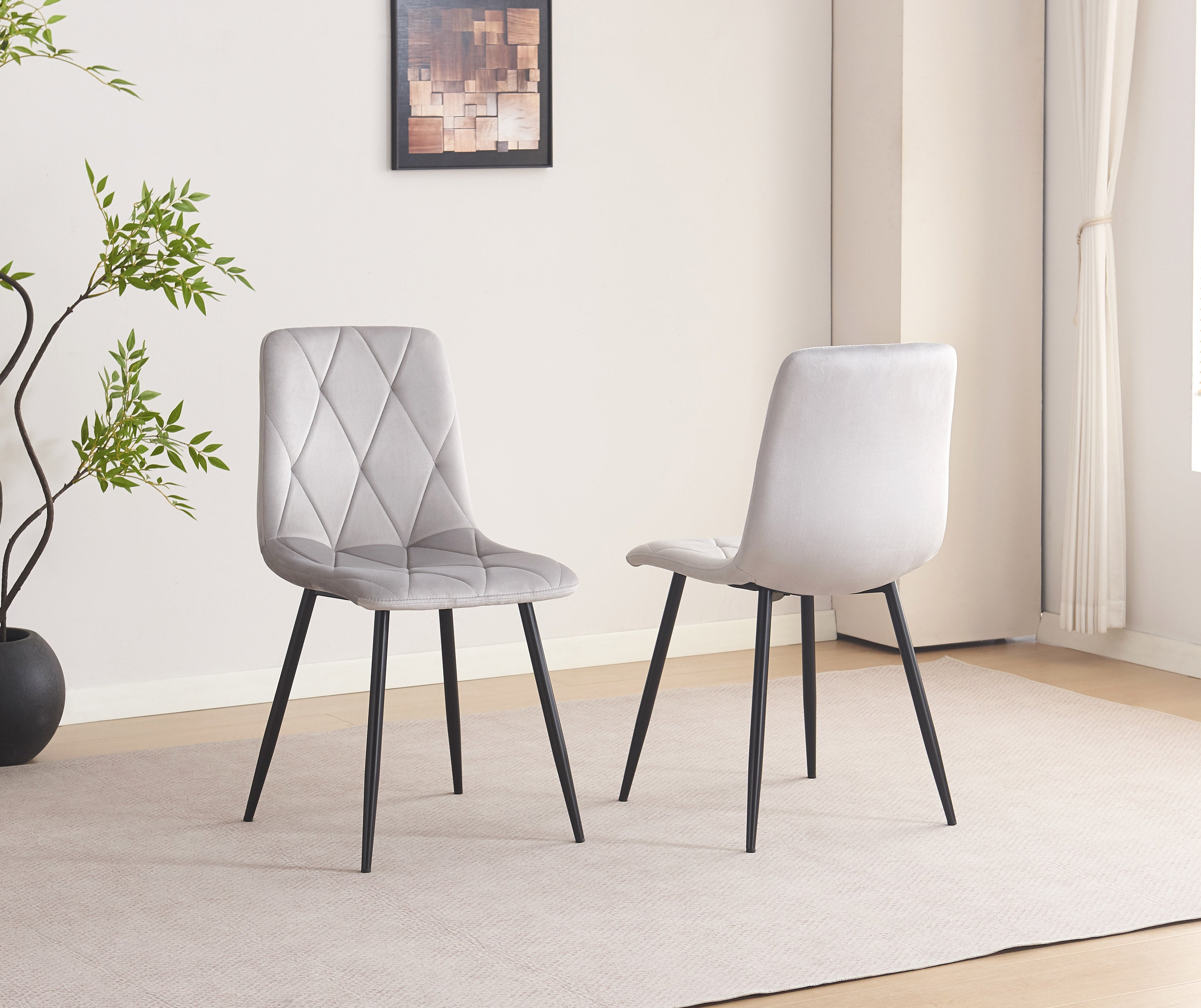 Upholstered in Soft Light Grey Velvet Dinette Set – T-1630 C-1631