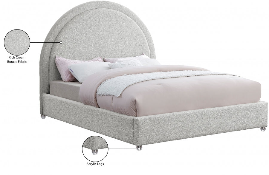 Rich Cream Boucle Fabric Bed – IF-5205