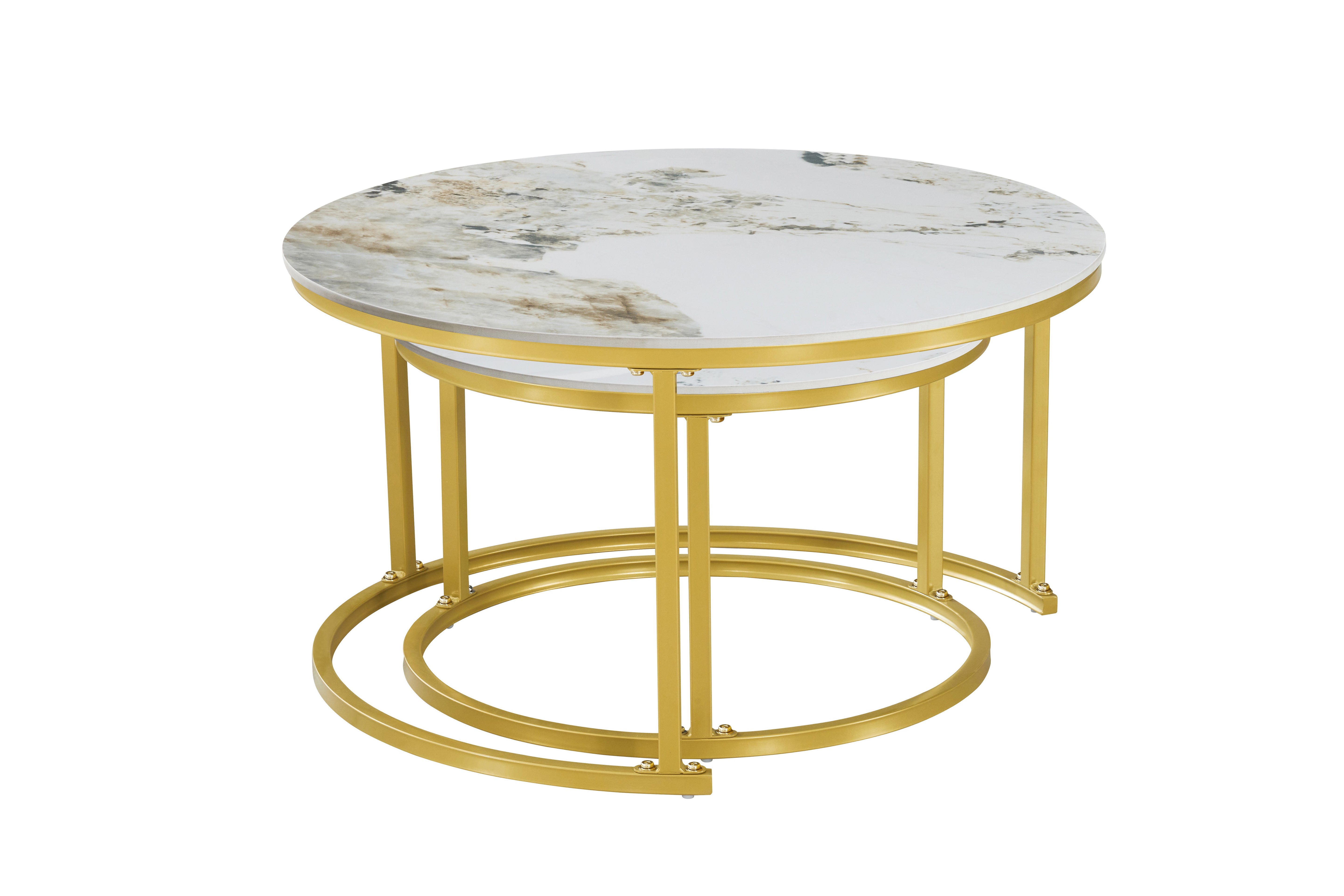 Sintered Stone Pandora Top With Gold Steel Base Coffee / Side Table – IF-2632