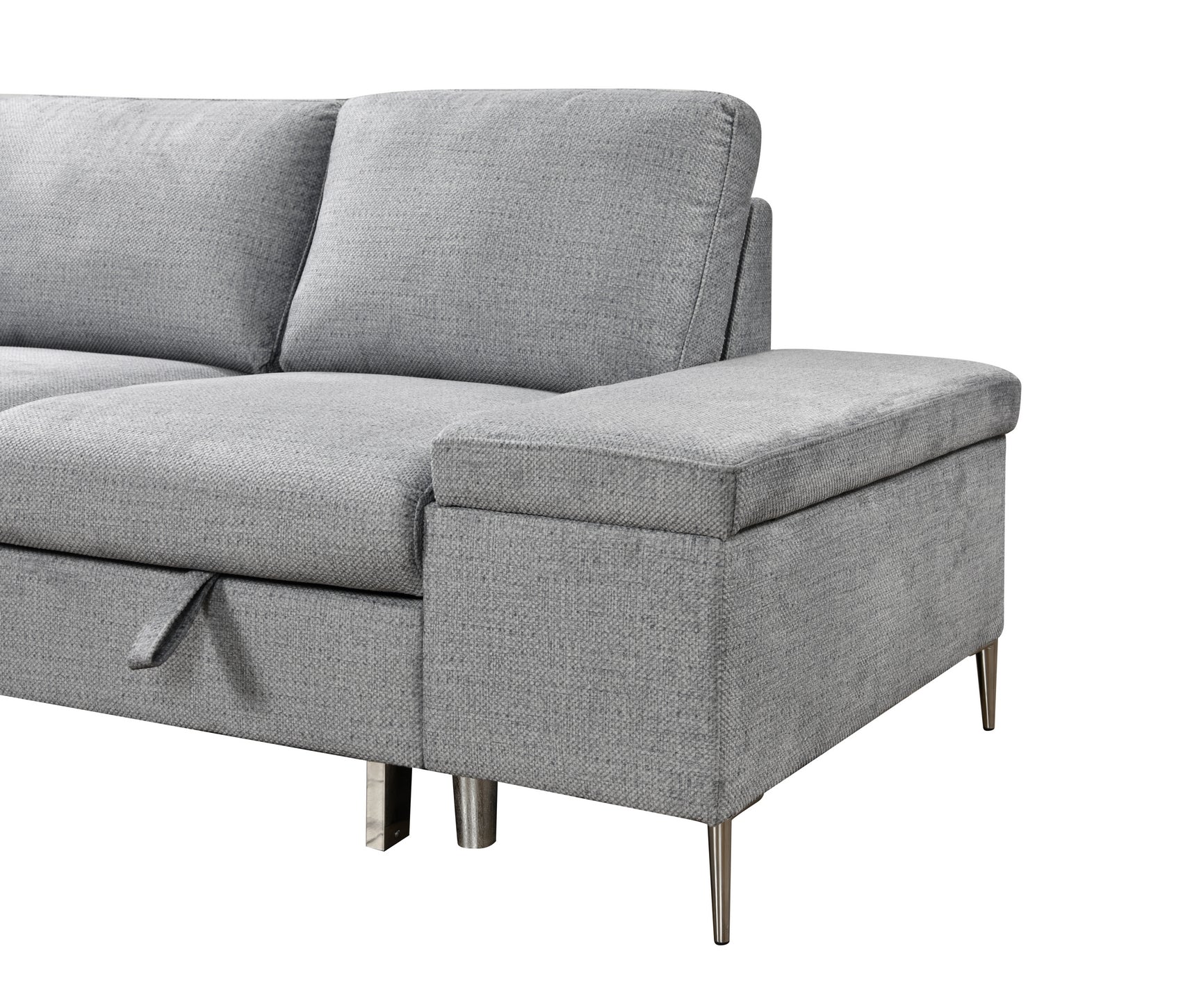 Grey Sleeper Sectional Sofa with Storage Chaise – IF-9022 LHF