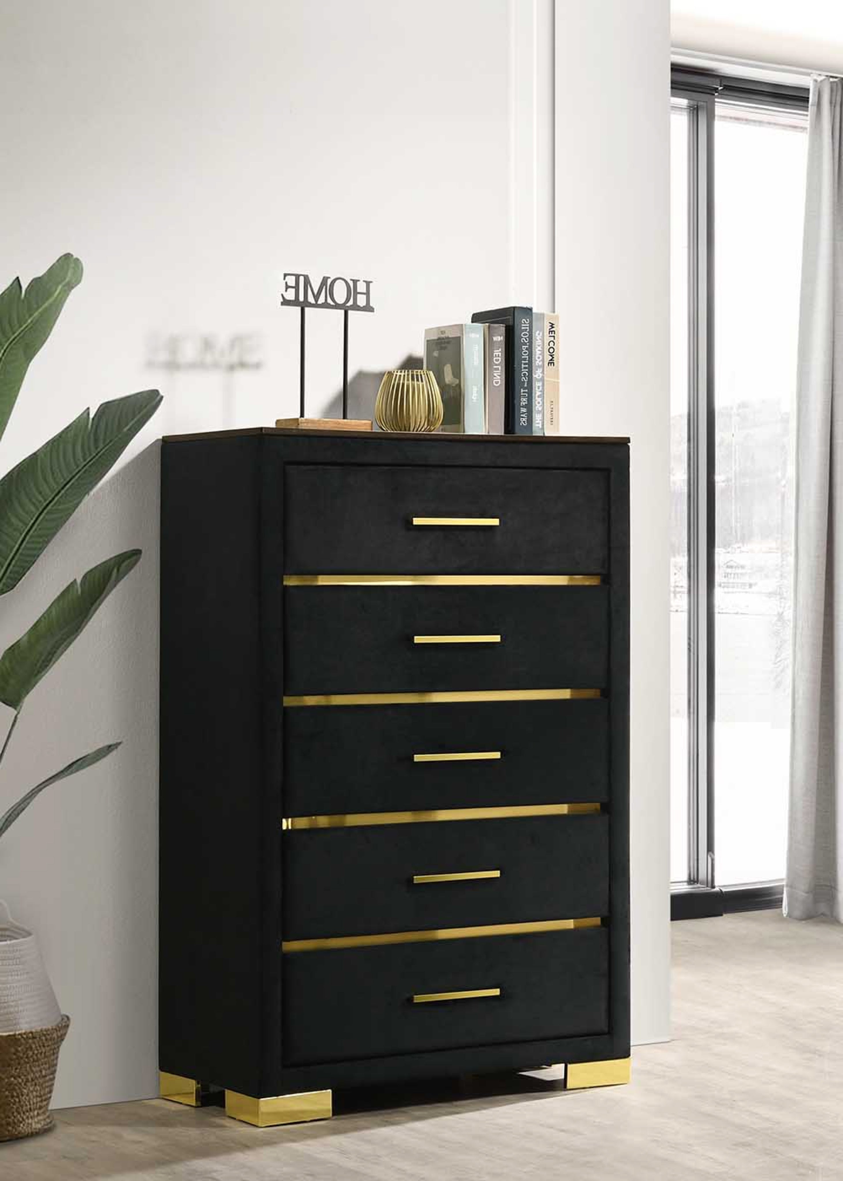 Aurora Black Bedroom Set with Gold Accents – Aurora/100