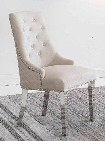 Cream Velvet/ Polished Chrome Accent Chair – C-1253