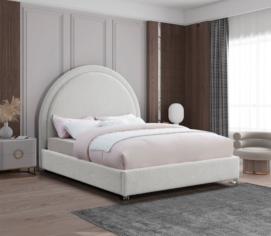 Rich Cream Boucle Fabric Bed – IF-5205