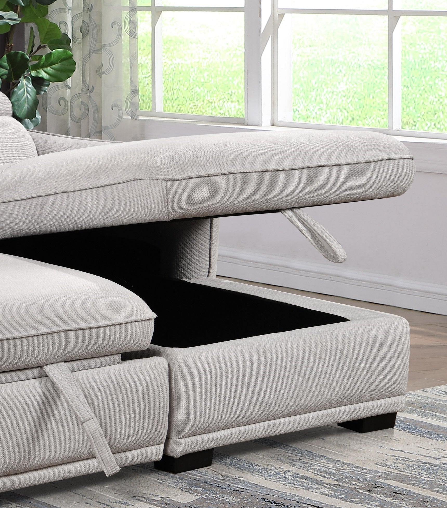 Grey Sleeper Sectional Sofa with Storage Chaise – IF-9006 RHF
