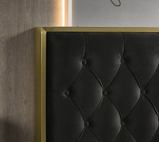Chloe Black Tufted Bedroom Set with Gold Accents – Chloe/100