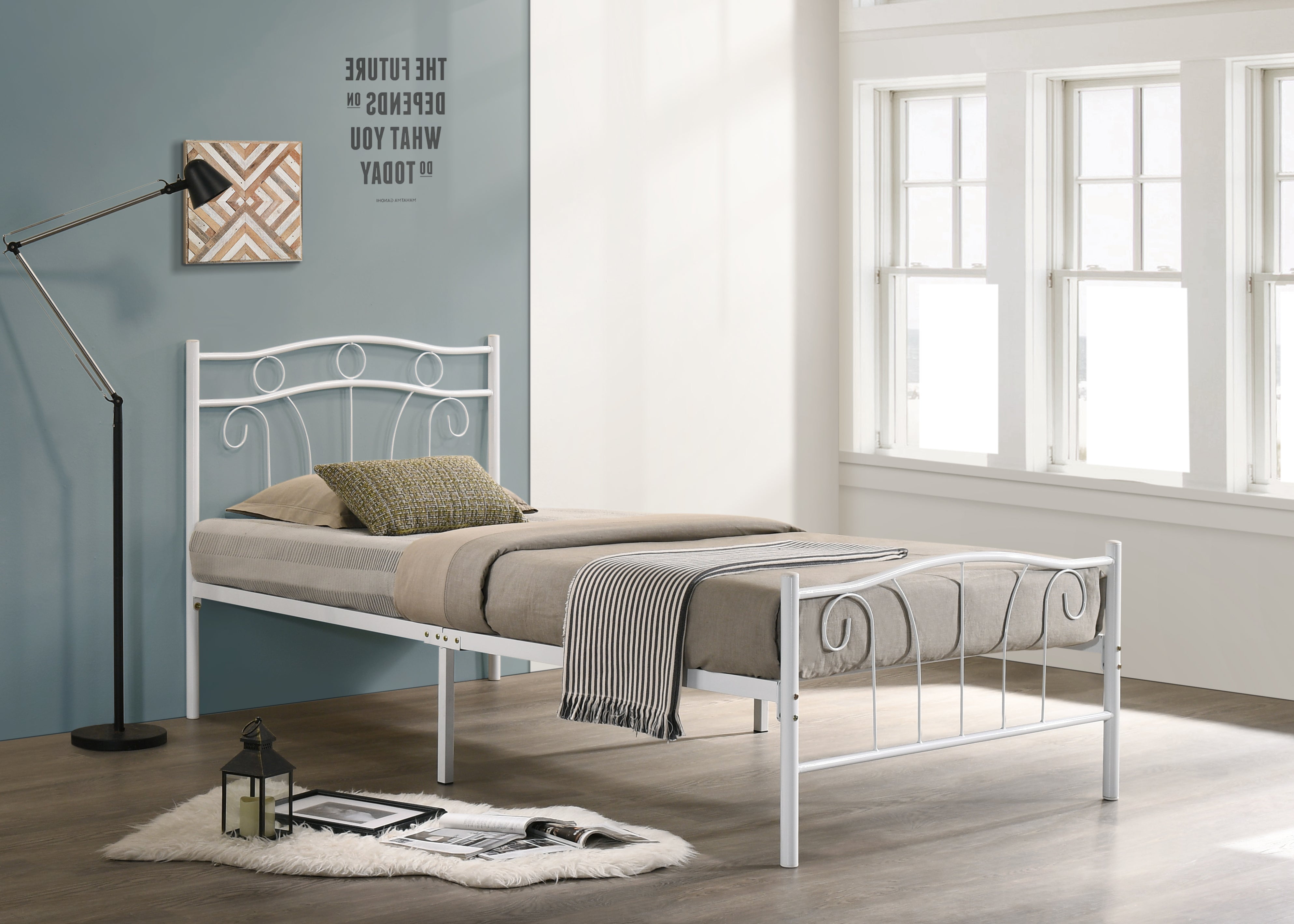 Image of if-155w - single or double bed - platform bed includes mattress support.