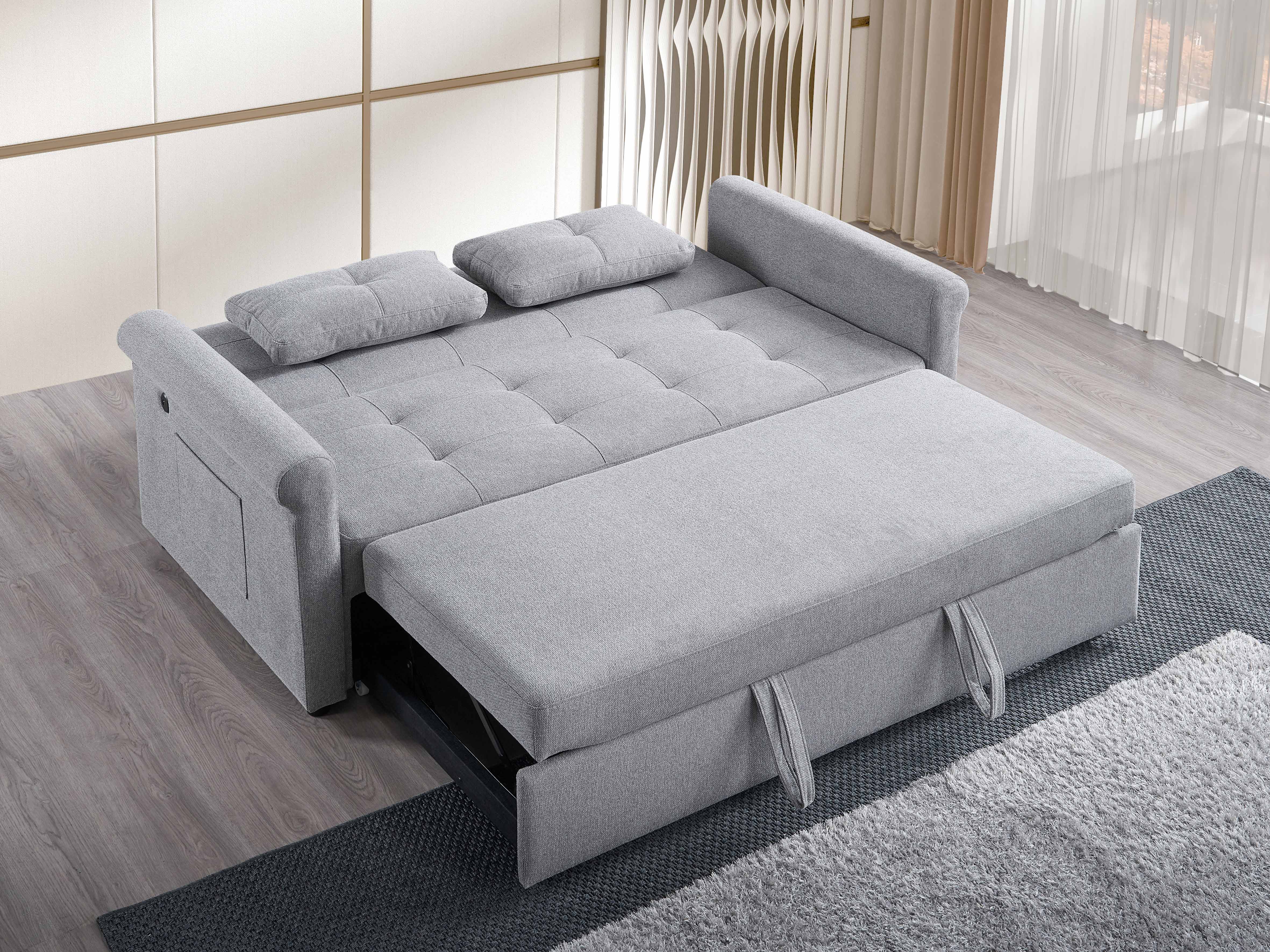 Grey Tufted Pull-Out Sofa Bed – IF-9046 (70")