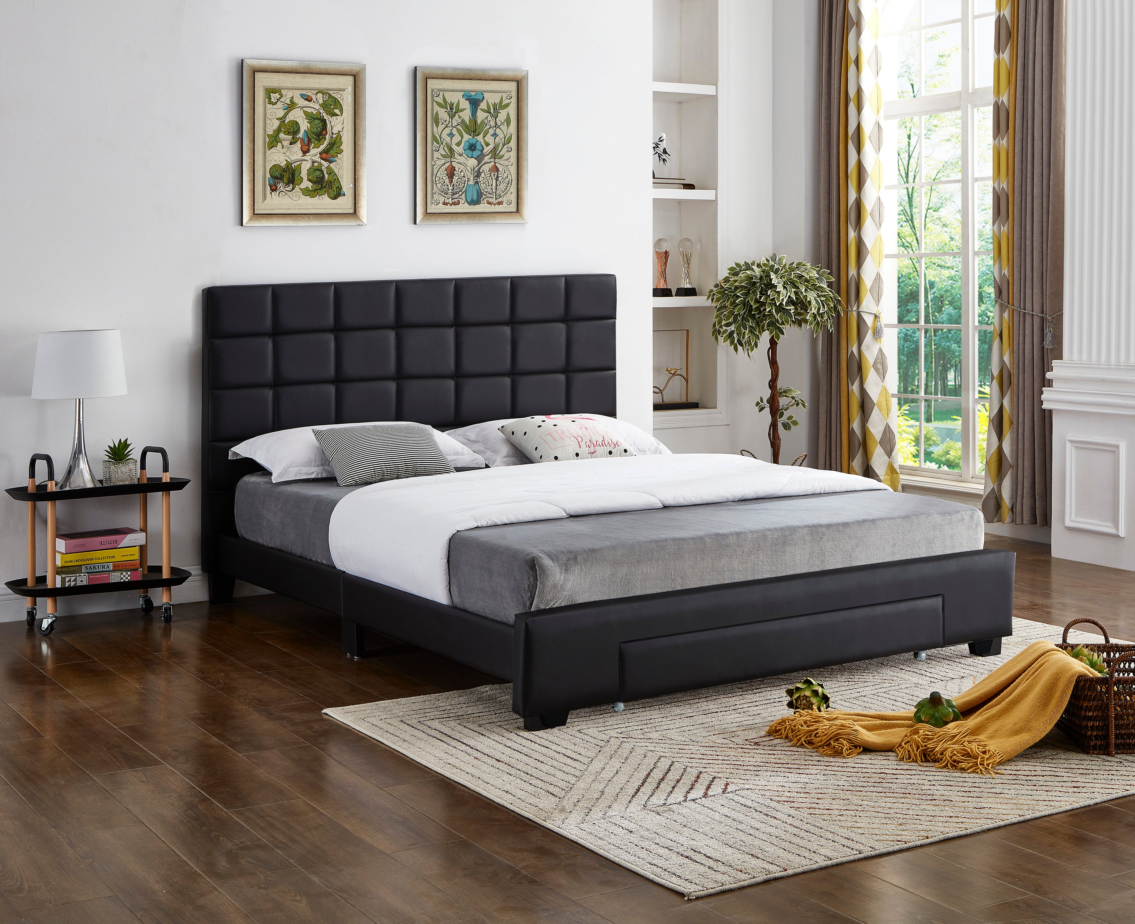 Black Tufted Platform Bed – IF-5490