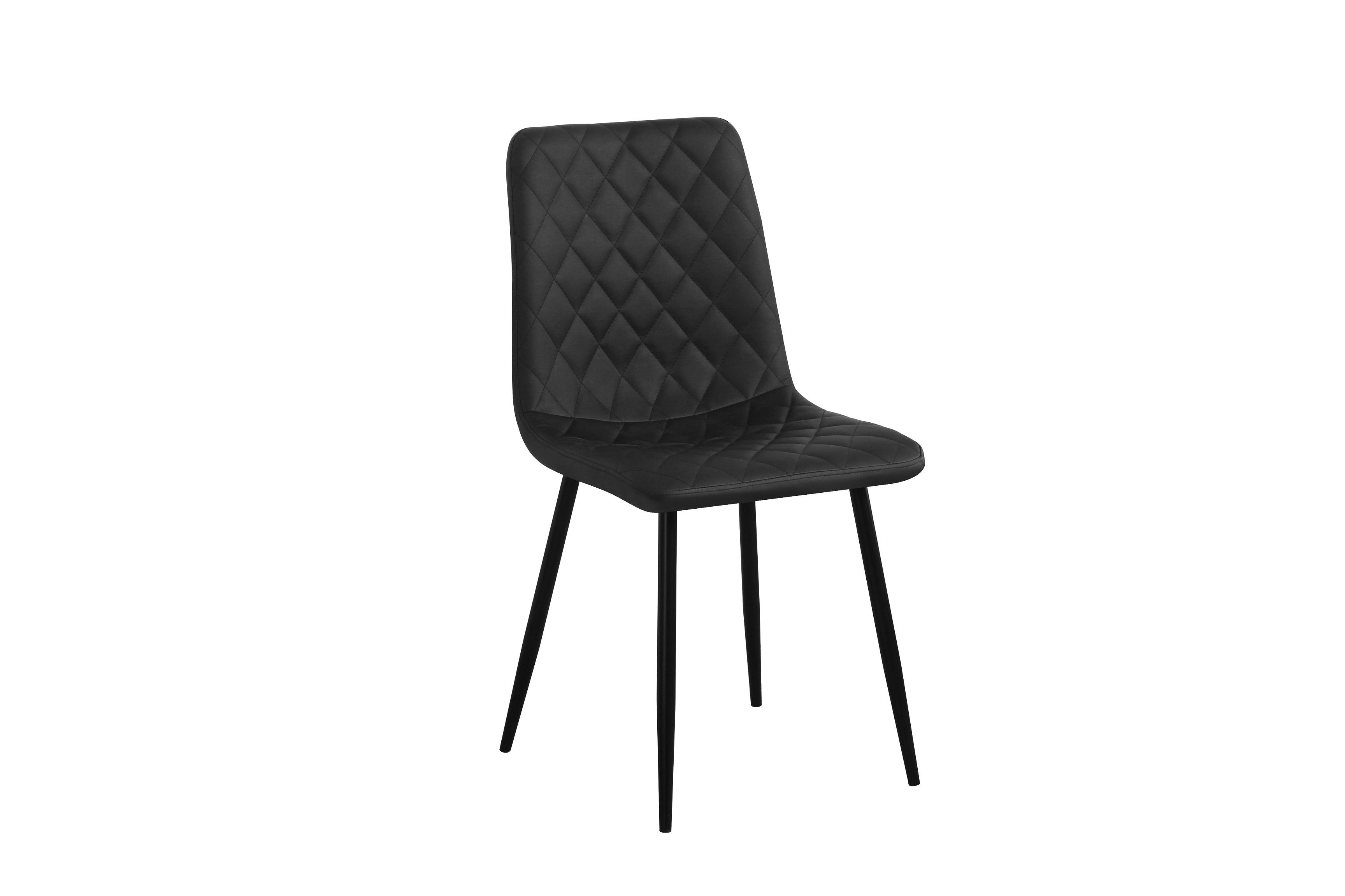 Image of c-1710: 06 upholstered black seat with black legs dining chair.
