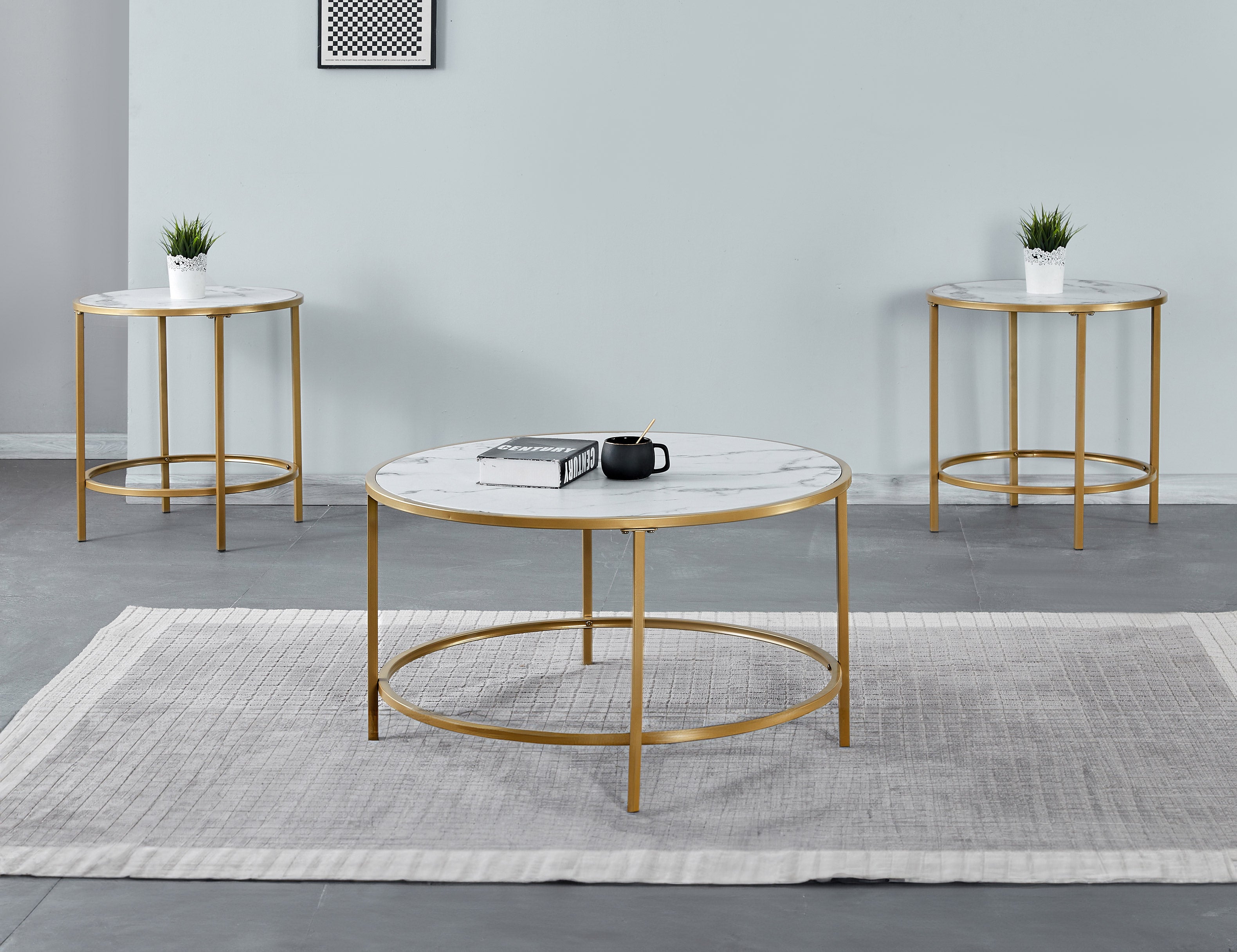 MDF Faux Marble Top Coffee / Side Table – IF-2654