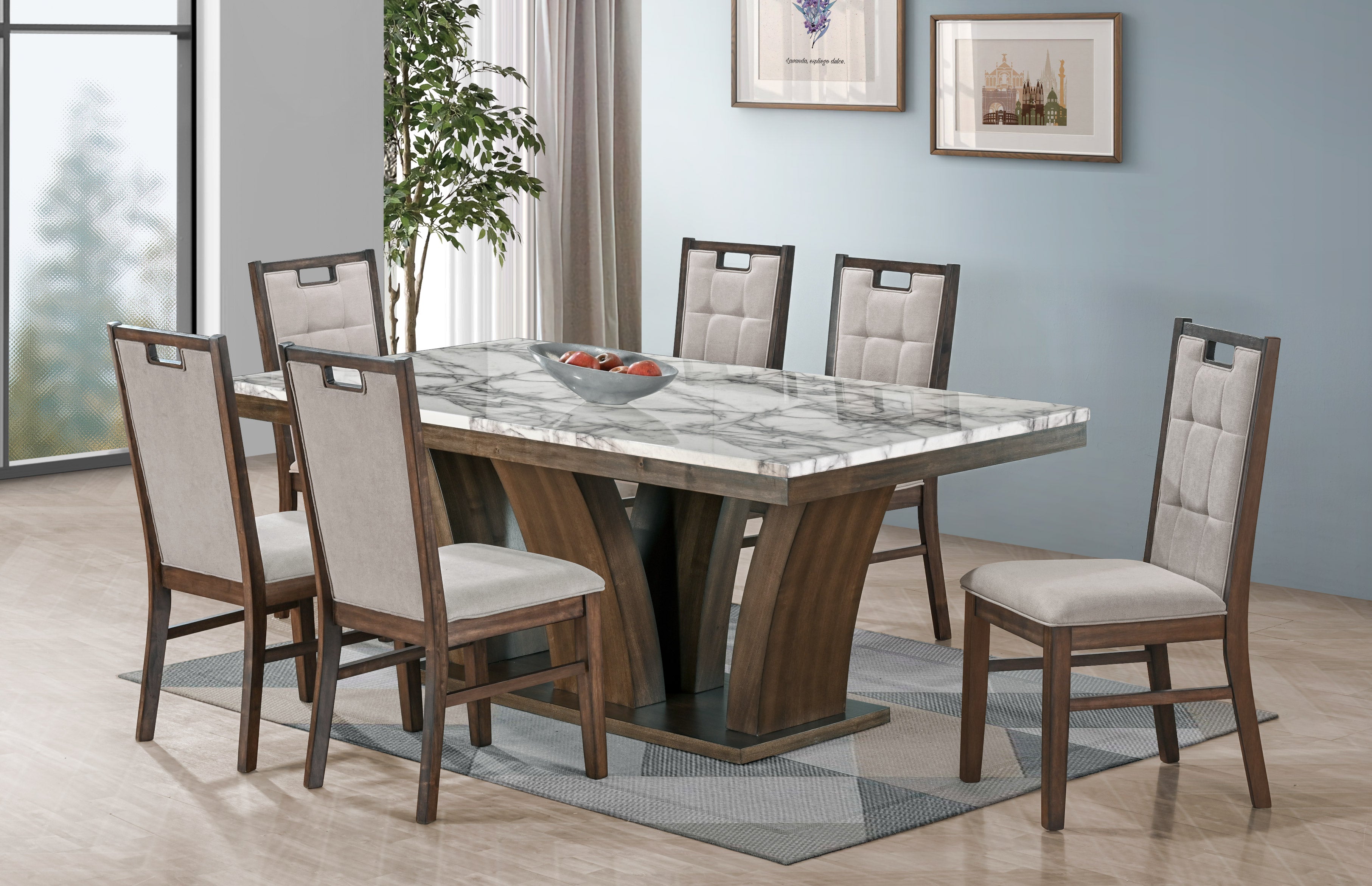 Rustic Brown with Faux Marble Top Dinette Set – IF-1620