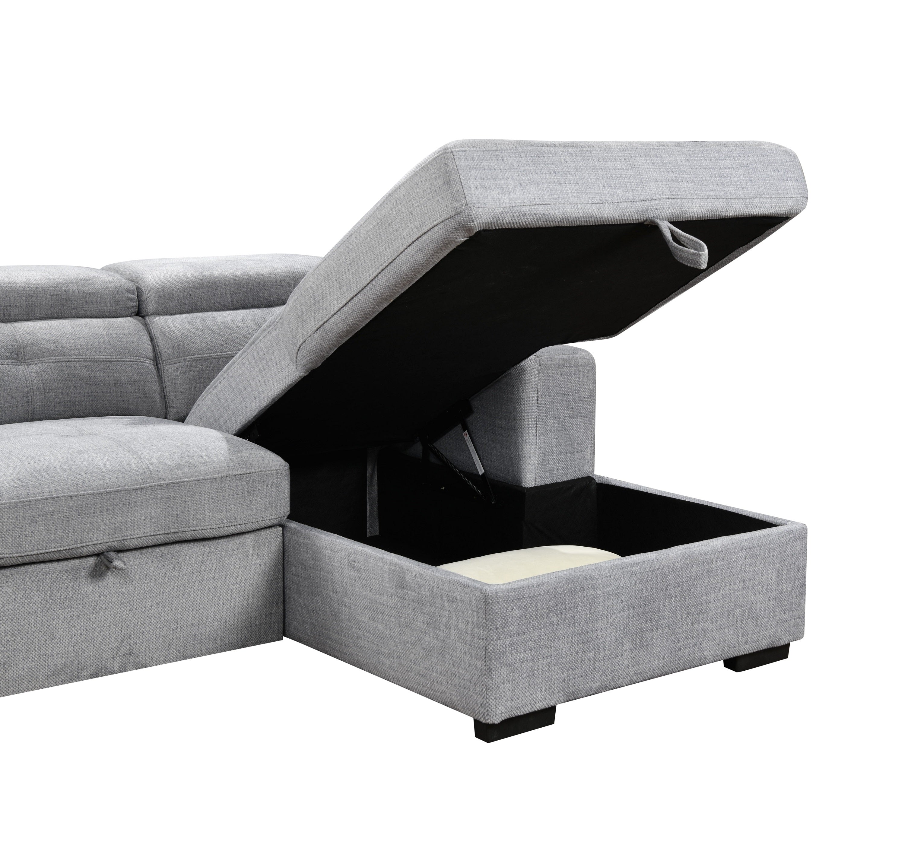 Light Grey Tufted U-Shape Sectional Sofa with Storage – IF-9081 RHF