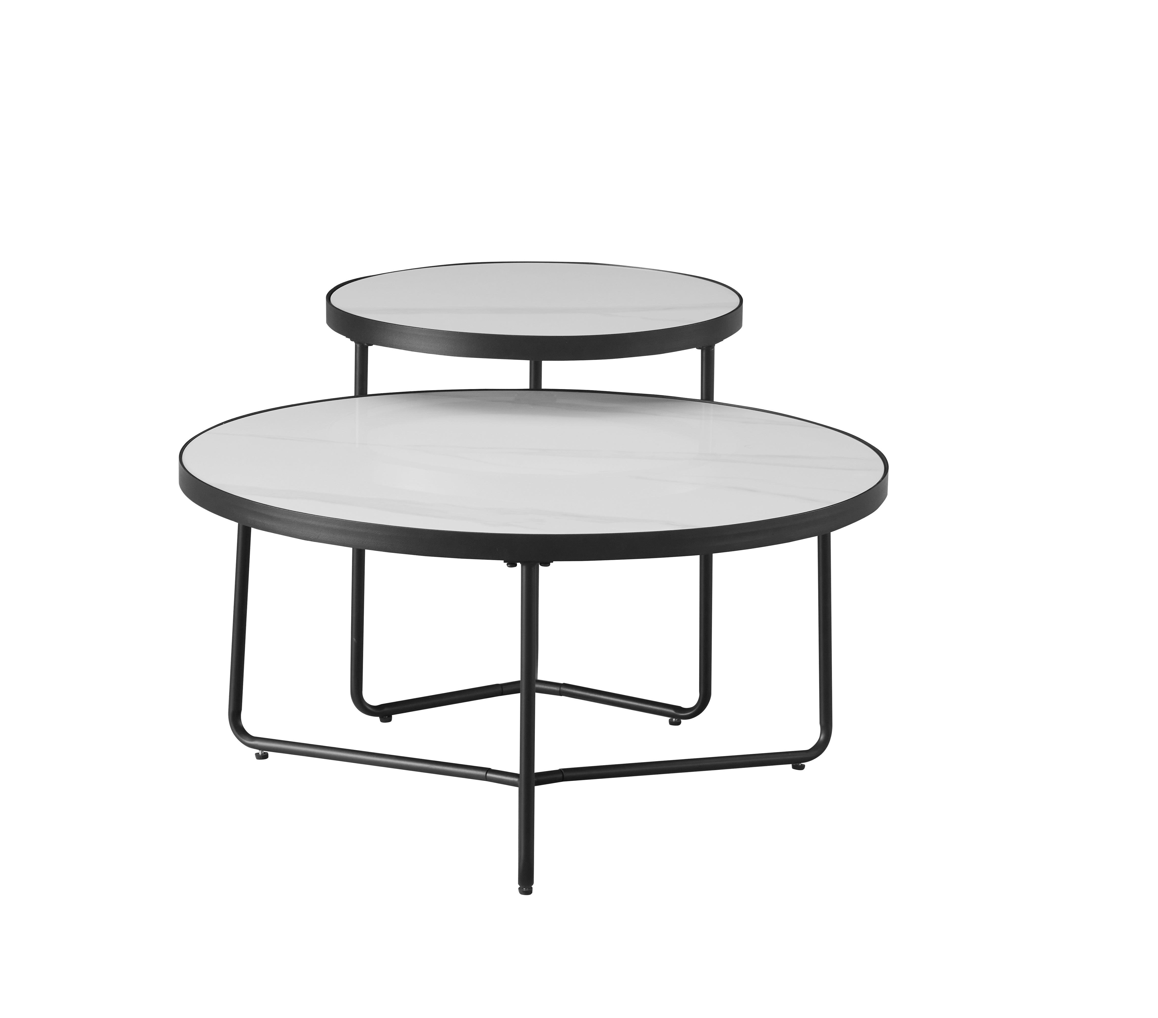 Sintered Stone Snowy White Marble Top With Black Steel Base Coffee / Side Table – IF-2620