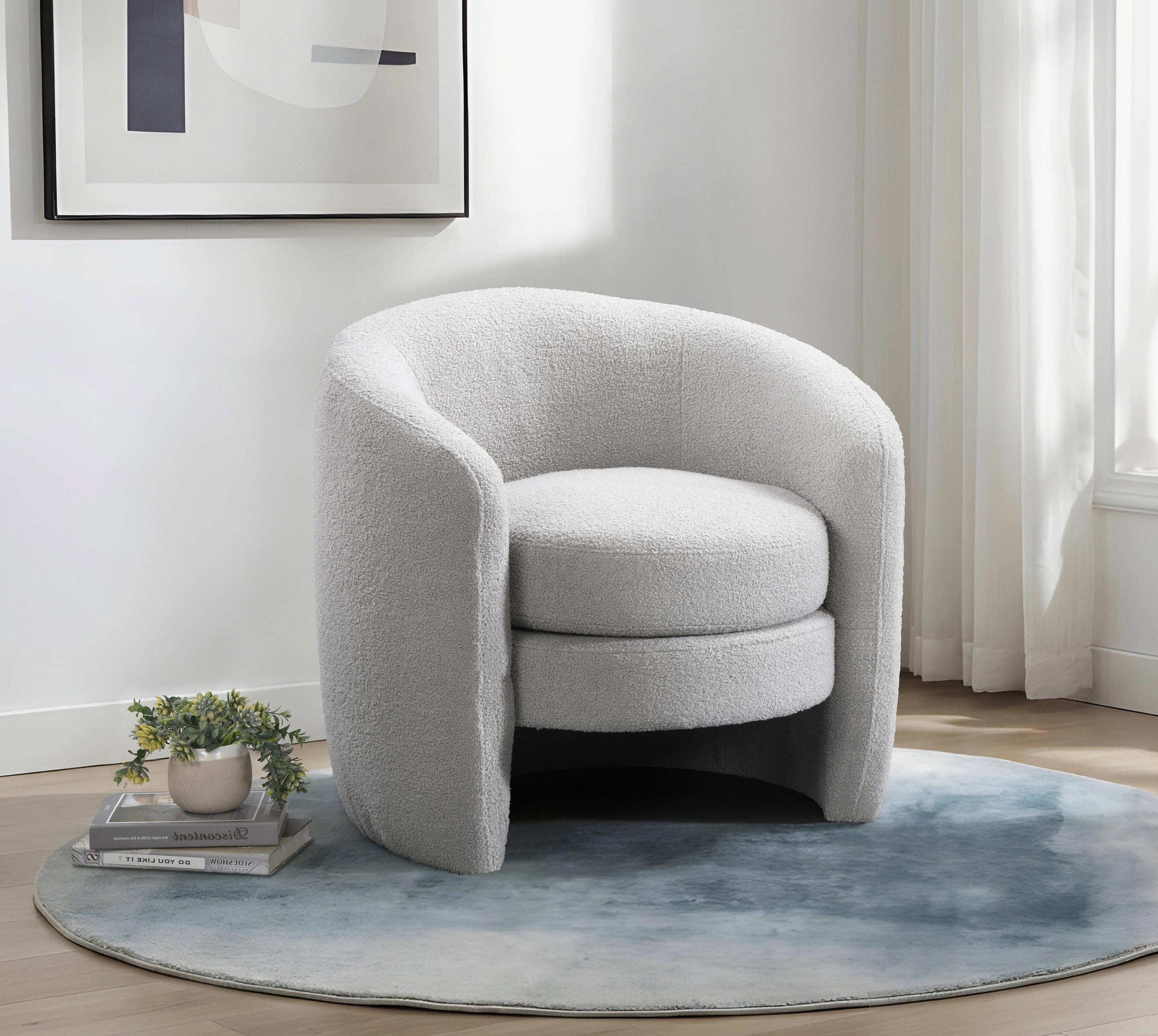 Plush Grey Teddy Bear Fabric Accent Chair – IF-6871