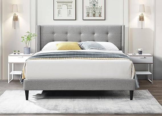 Grey Tufted Upholstered Bed – IF-5270