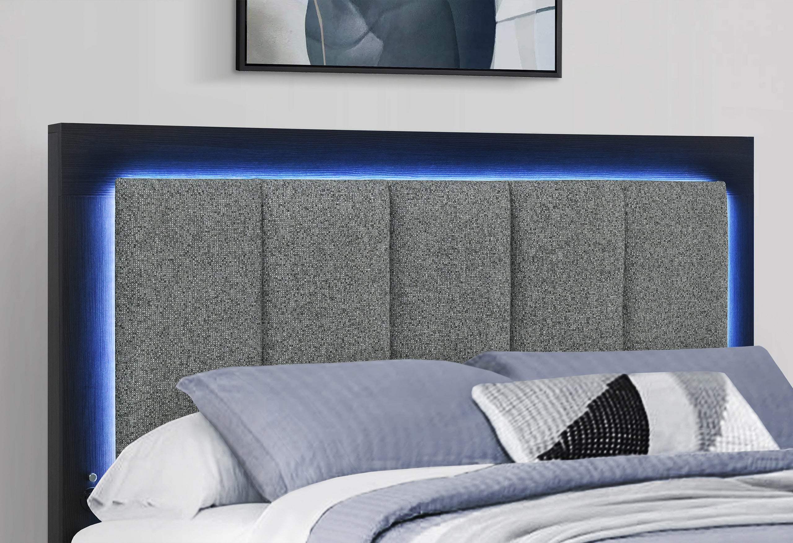 Platform Bed (No Box Required) Bedroom Set – Emma (Black-Grey)