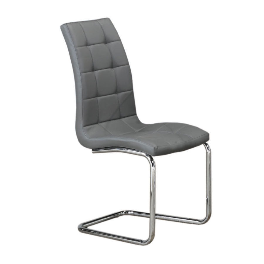 Image of c-1752: 06 upholstered grey with chrome legs dining chair.