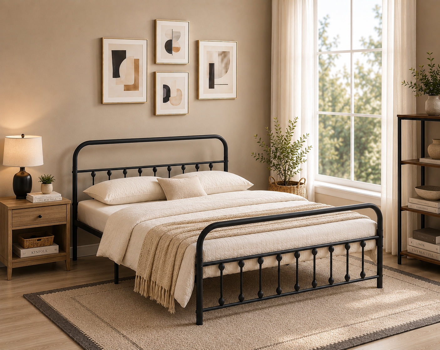 Platform Bed Includes Mattress Support – IF-5252