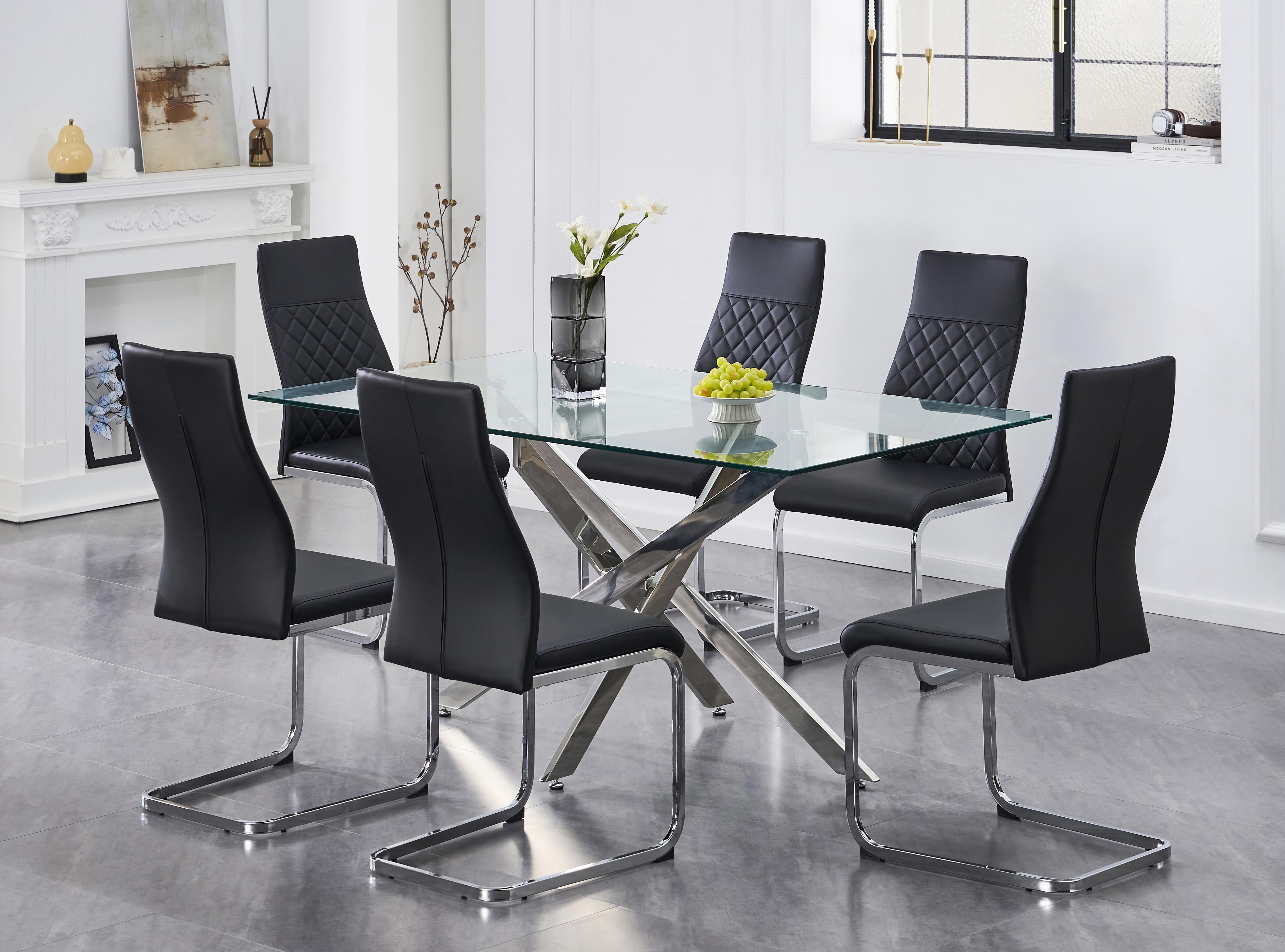 Upholstered in soft Black PU Dinette Set – T-1448 C-1574