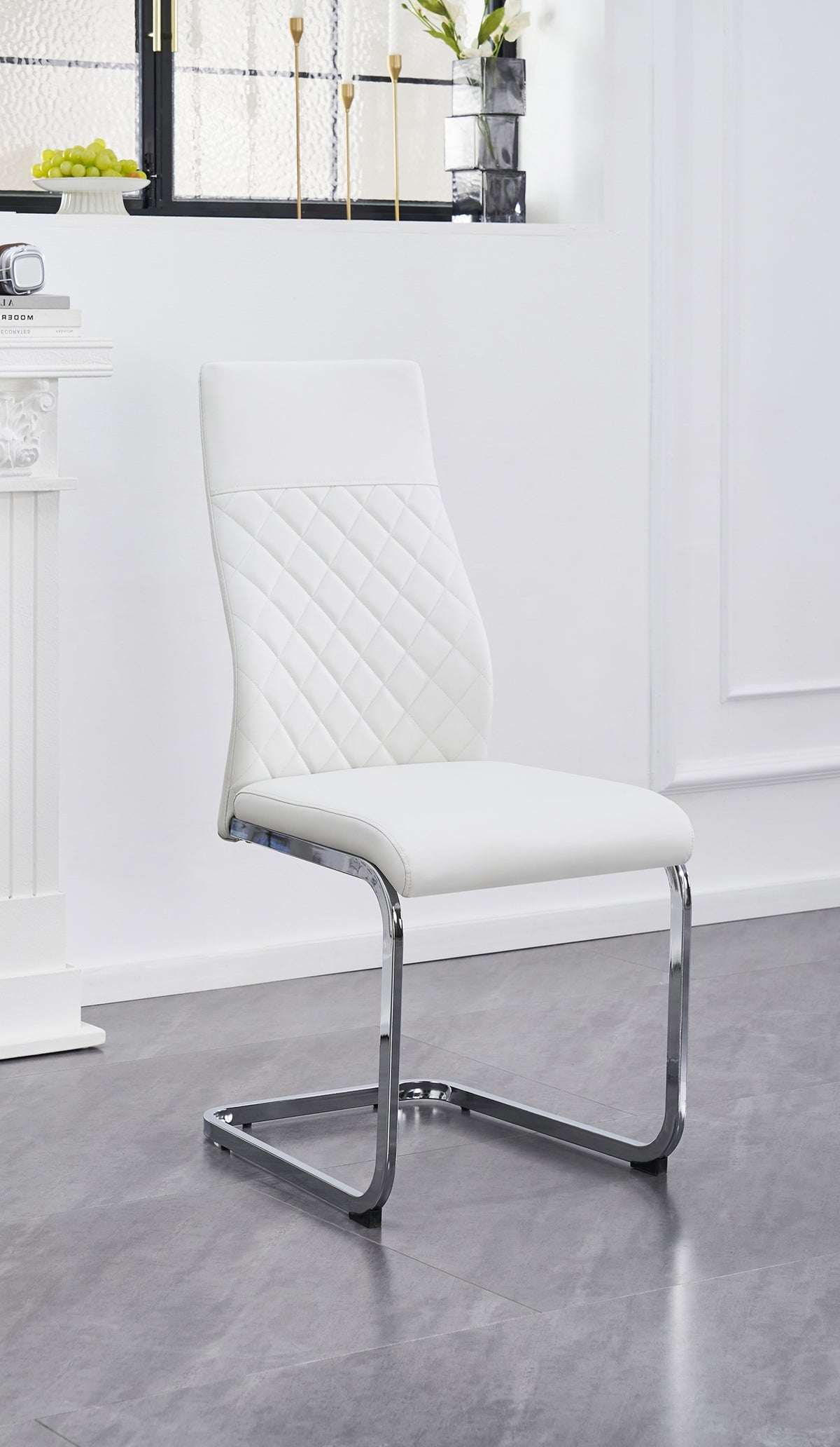 Upholstered in soft White PU Chair – C-1575